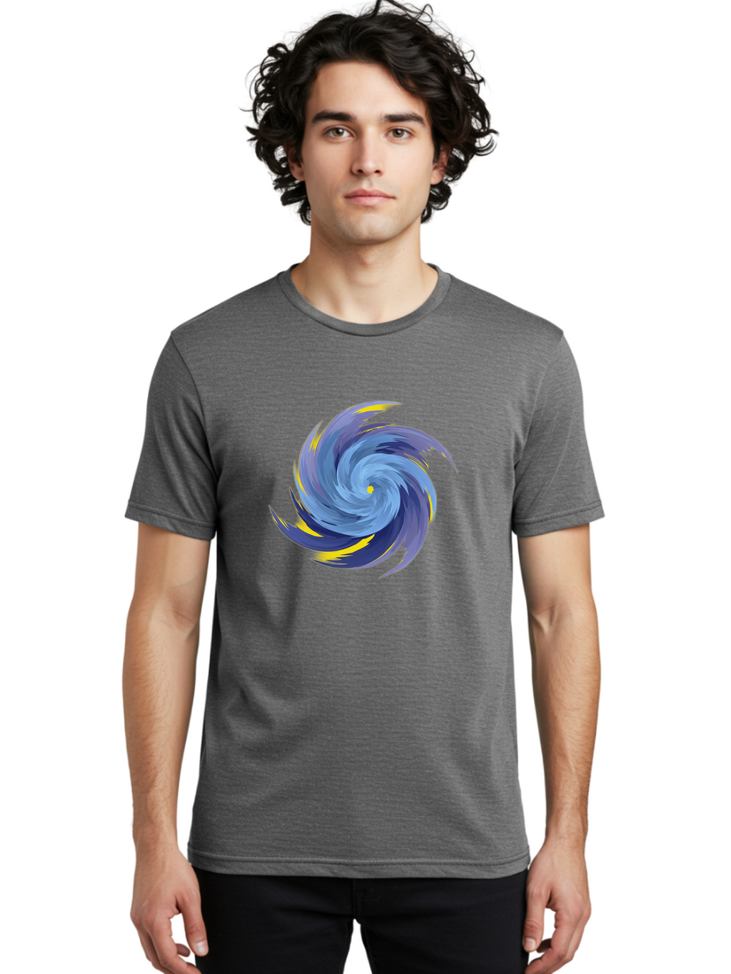 Blue-Spiral-Swirl Men'S Graphic Tee, 100% Cotton, Comfortable Casual Summer Wear, Machine Washable, Vintage Camera, Old Camera, Antique Camera, Black Camera, Classic Photography, Photography Equipment, Nostalgic Device, Film Camera, Camera Art Bag204