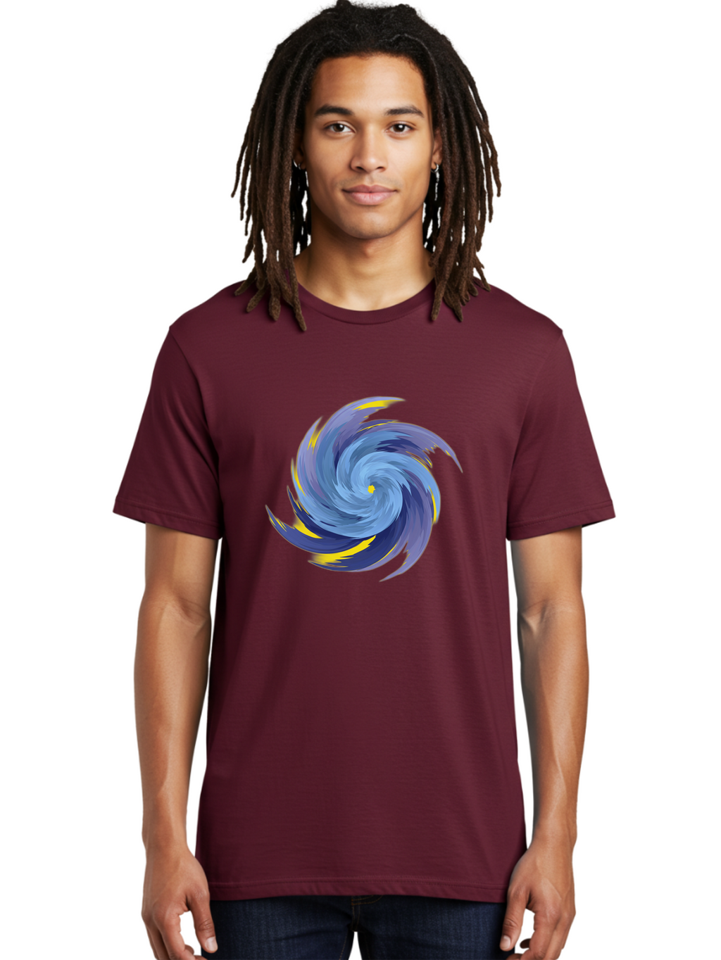 Blue-Spiral-Swirl Men'S Graphic Tee, 100% Cotton, Comfortable Casual Summer Wear, Machine Washable, Vintage Camera, Old Camera, Antique Camera, Black Camera, Classic Photography, Photography Equipment, Nostalgic Device, Film Camera, Camera Art Bag204