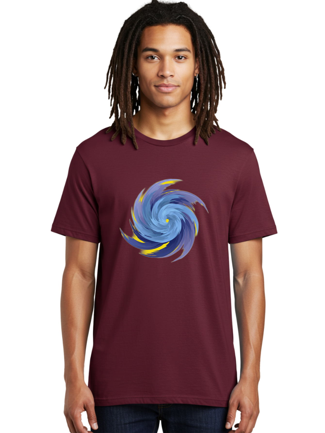 Blue-Spiral-Swirl Men'S Graphic Tee, 100% Cotton, Comfortable Casual Summer Wear, Machine Washable, Vintage Camera, Old Camera, Antique Camera, Black Camera, Classic Photography, Photography Equipment, Nostalgic Device, Film Camera, Camera Art Bag204
