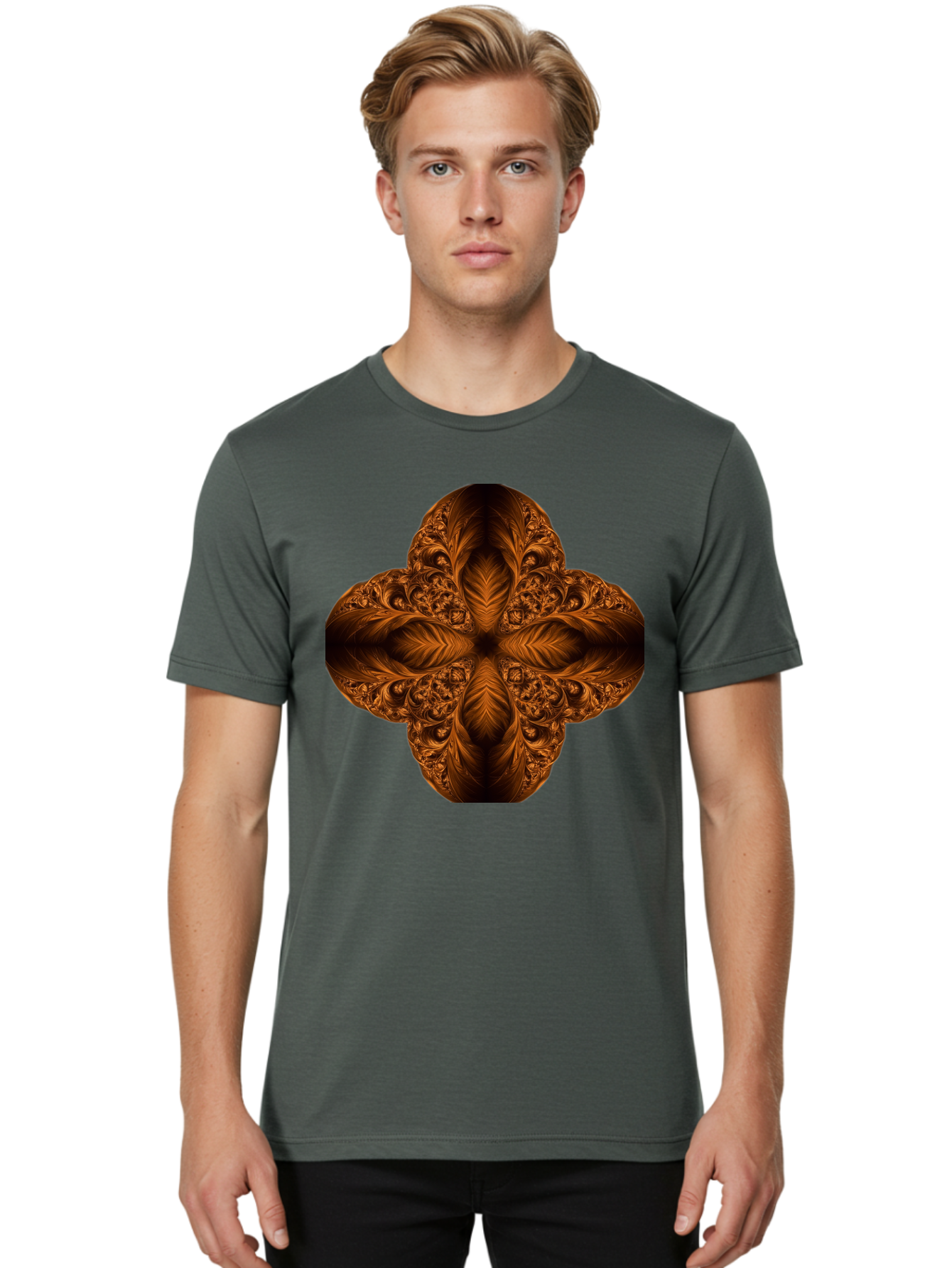 Brown-Fractal-Design Men'S Graphic Tee, 100% Cotton, Comfortable Casual Summer Wear, Machine Washable, Vintage Camera, Old Camera, Antique Camera, Black Camera, Classic Photography, Photography Equipment, Nostalgic Device, Film Camera, Bag216