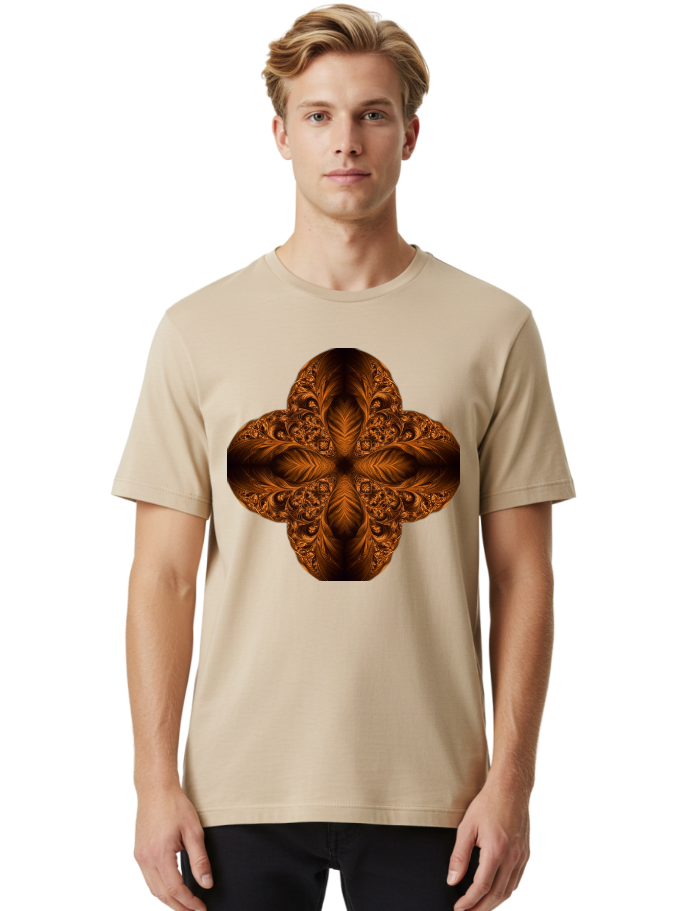Brown-Fractal-Design Men'S Graphic Tee, 100% Cotton, Comfortable Casual Summer Wear, Machine Washable, Vintage Camera, Old Camera, Antique Camera, Black Camera, Classic Photography, Photography Equipment, Nostalgic Device, Film Camera, Bag216
