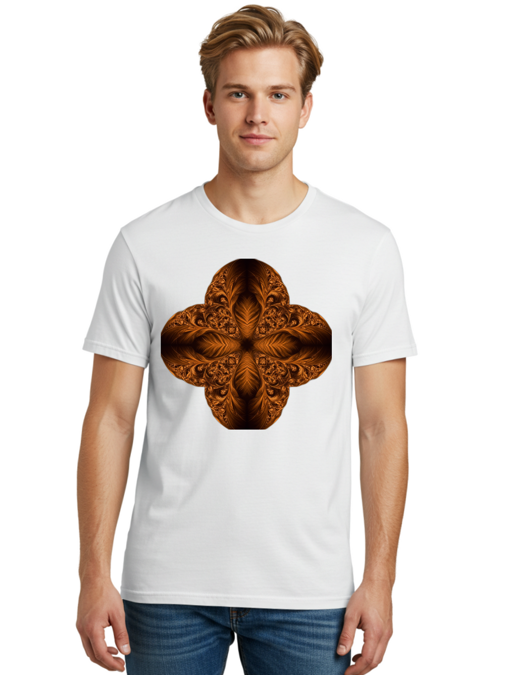 Brown-Fractal-Design Men'S Graphic Tee, 100% Cotton, Comfortable Casual Summer Wear, Machine Washable, Vintage Camera, Old Camera, Antique Camera, Black Camera, Classic Photography, Photography Equipment, Nostalgic Device, Film Camera, Bag216