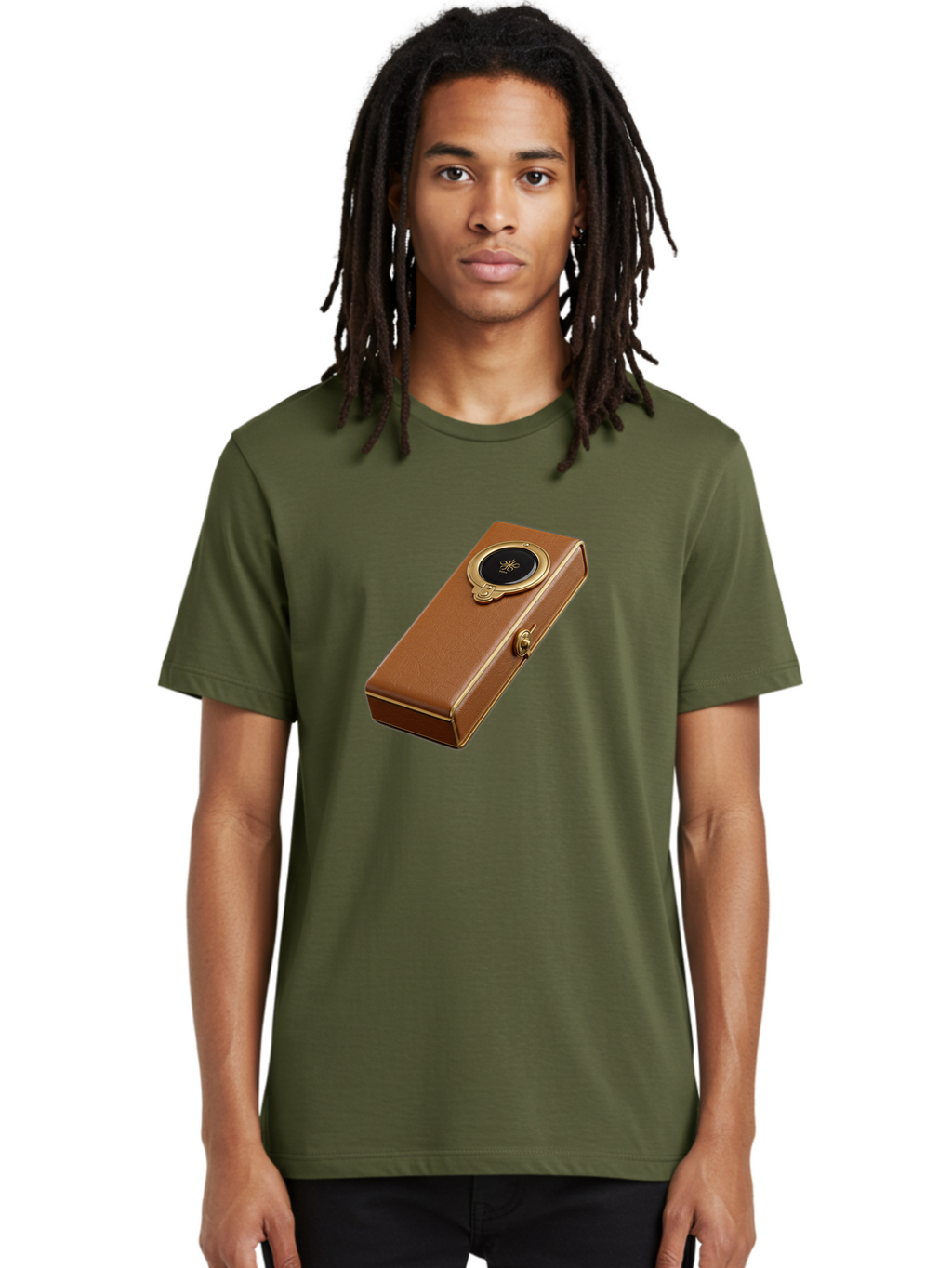 Brown-Leather-Box Men'S Graphic Tee, 100% Cotton, Comfortable Casual Summer Wear, Machine Washable, Vintage Camera, Old Camera, Antique Camera, Black Camera, Classic Photography, Photography Equipment, Nostalgic Device, Film Camera, Camera Art Bag217
