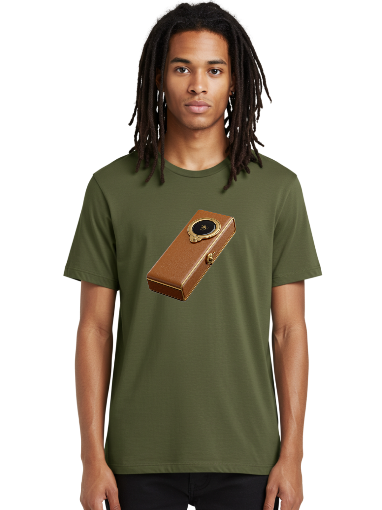 Brown-Leather-Box Men'S Graphic Tee, 100% Cotton, Comfortable Casual Summer Wear, Machine Washable, Vintage Camera, Old Camera, Antique Camera, Black Camera, Classic Photography, Photography Equipment, Nostalgic Device, Film Camera, Camera Art Bag217
