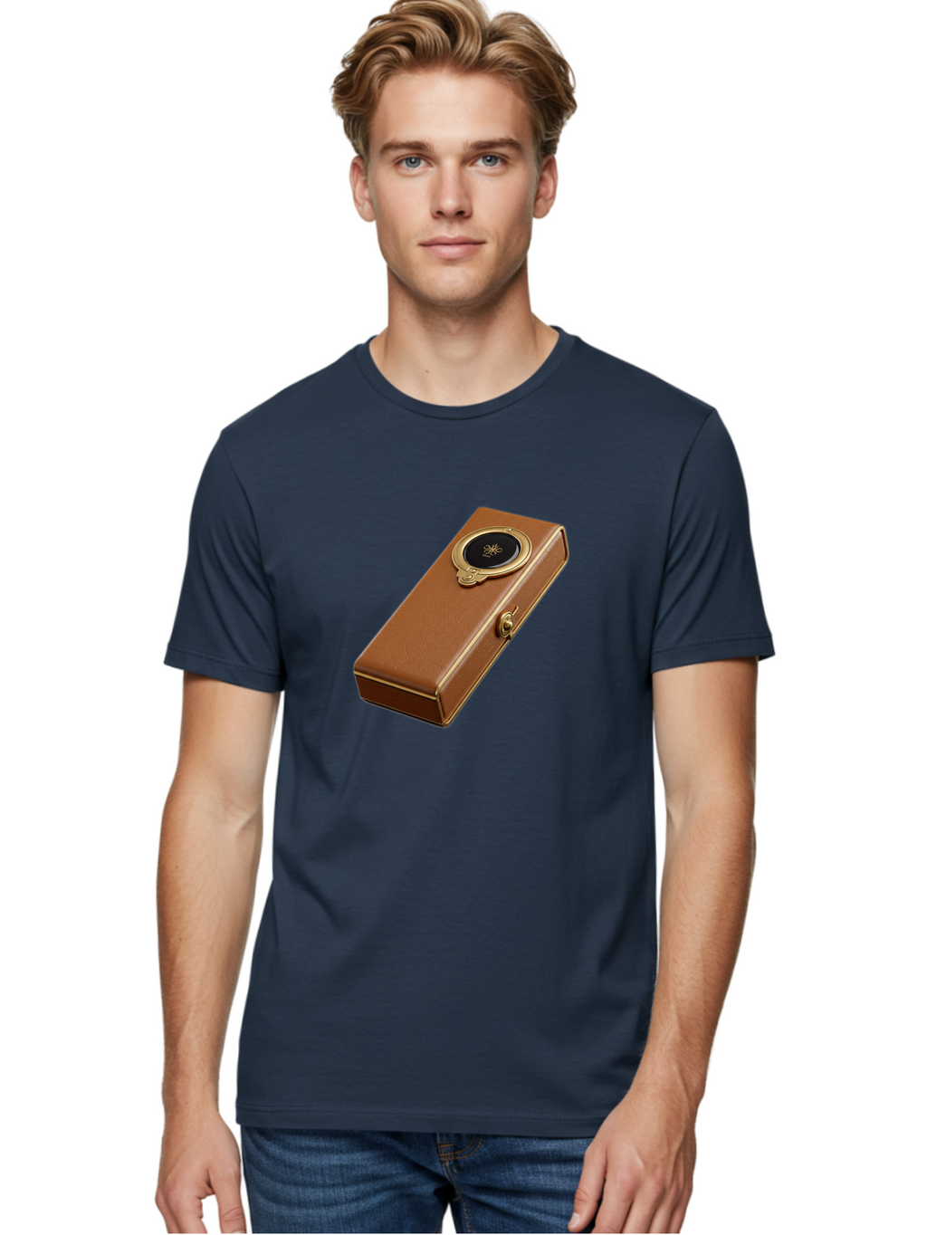 Brown-Leather-Box Men'S Graphic Tee, 100% Cotton, Comfortable Casual Summer Wear, Machine Washable, Vintage Camera, Old Camera, Antique Camera, Black Camera, Classic Photography, Photography Equipment, Nostalgic Device, Film Camera, Camera Art Bag217