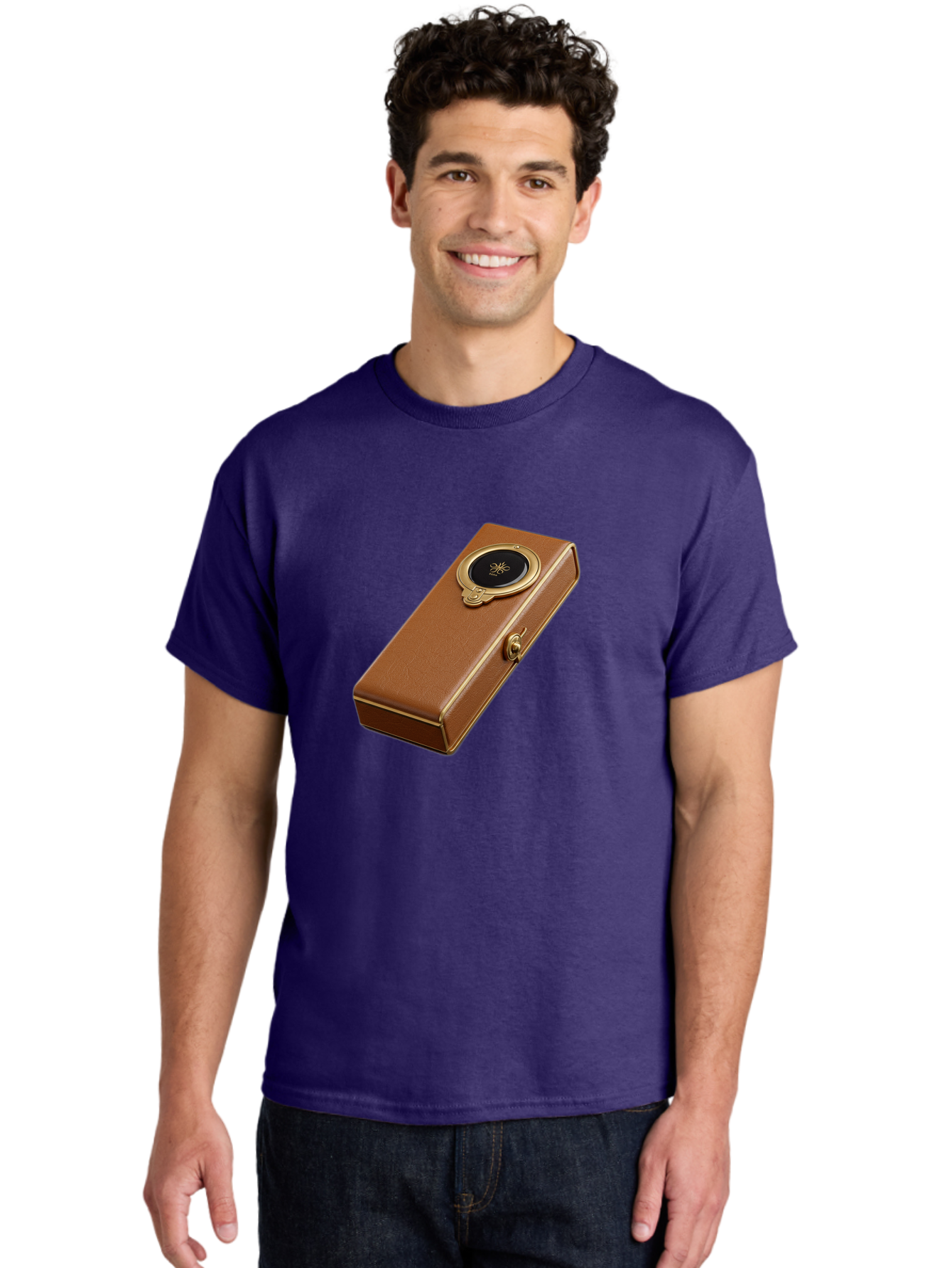 Brown-Leather-Box Men'S Graphic Tee, 100% Cotton, Comfortable Casual Summer Wear, Machine Washable, Vintage Camera, Old Camera, Antique Camera, Black Camera, Classic Photography, Photography Equipment, Nostalgic Device, Film Camera, Camera Art Bag217