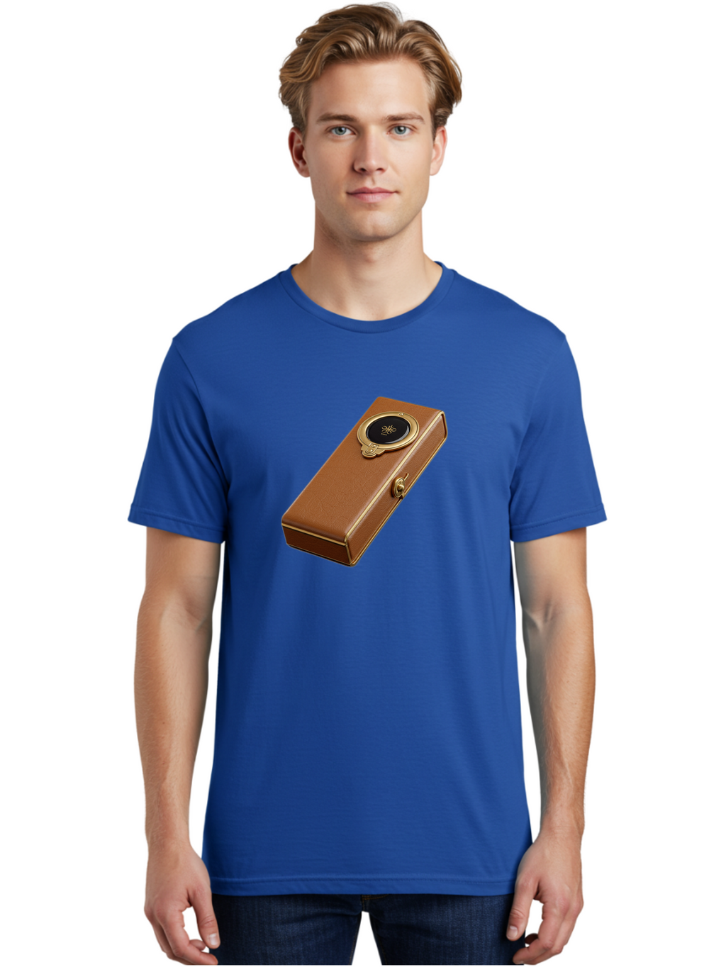 Brown-Leather-Box Men'S Graphic Tee, 100% Cotton, Comfortable Casual Summer Wear, Machine Washable, Vintage Camera, Old Camera, Antique Camera, Black Camera, Classic Photography, Photography Equipment, Nostalgic Device, Film Camera, Camera Art Bag217