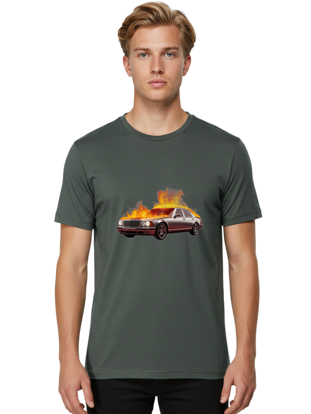 Burning-Mercedes Men'S Graphic Tee, 100% Cotton, Comfortable Casual Summer Wear, Machine Washable, Vintage Camera, Old Camera, Antique Camera, Black Camera, Classic Photography, Photography Equipment, Nostalgic Device, Film Camera, Camera Art Bag234
