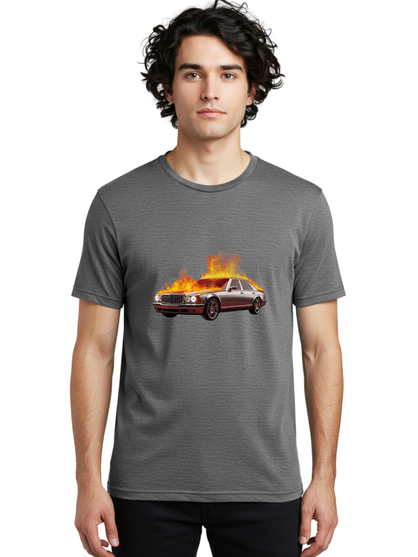 Burning-Mercedes Men'S Graphic Tee, 100% Cotton, Comfortable Casual Summer Wear, Machine Washable, Vintage Camera, Old Camera, Antique Camera, Black Camera, Classic Photography, Photography Equipment, Nostalgic Device, Film Camera, Camera Art Bag234