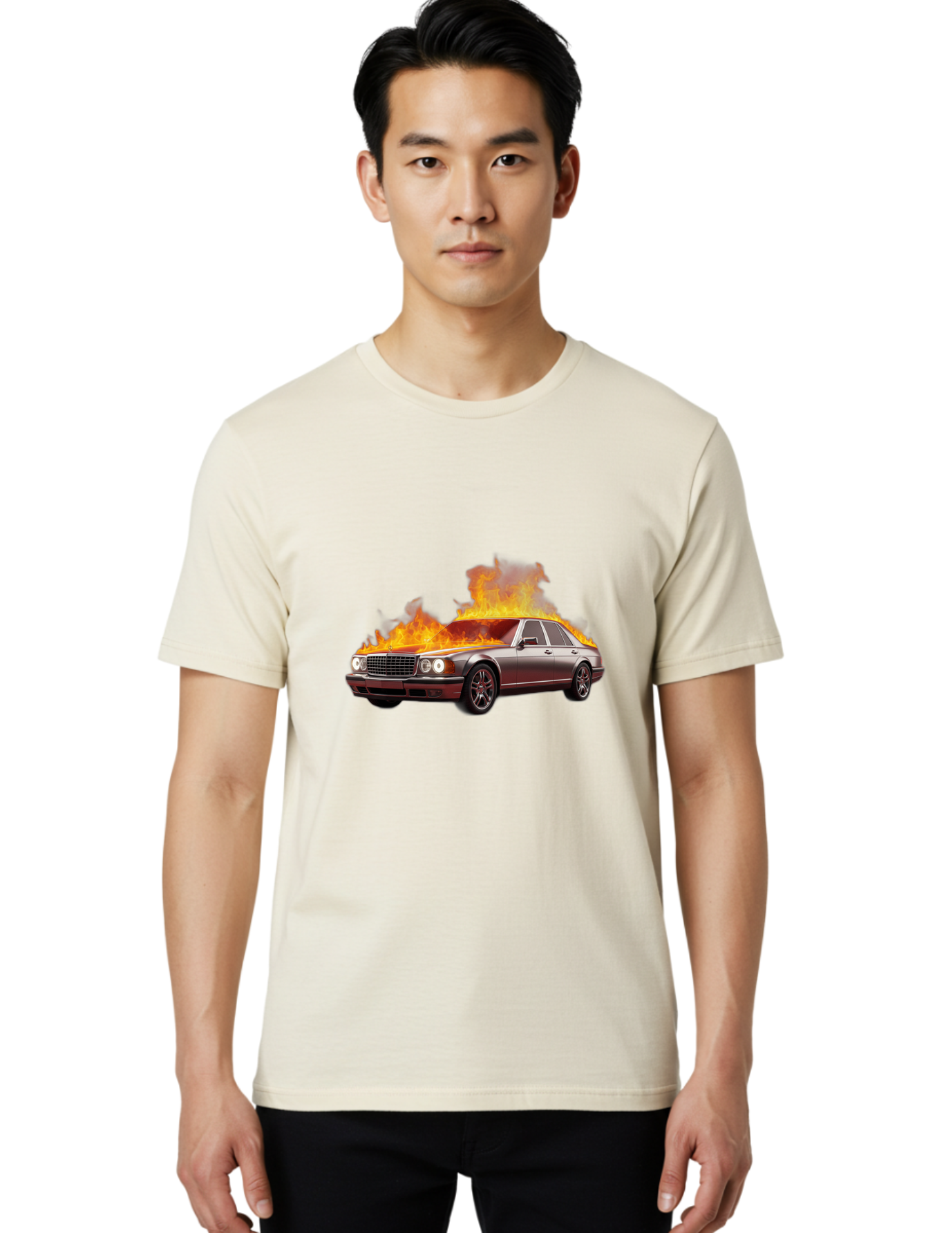 Burning-Mercedes Men'S Graphic Tee, 100% Cotton, Comfortable Casual Summer Wear, Machine Washable, Vintage Camera, Old Camera, Antique Camera, Black Camera, Classic Photography, Photography Equipment, Nostalgic Device, Film Camera, Camera Art Bag234