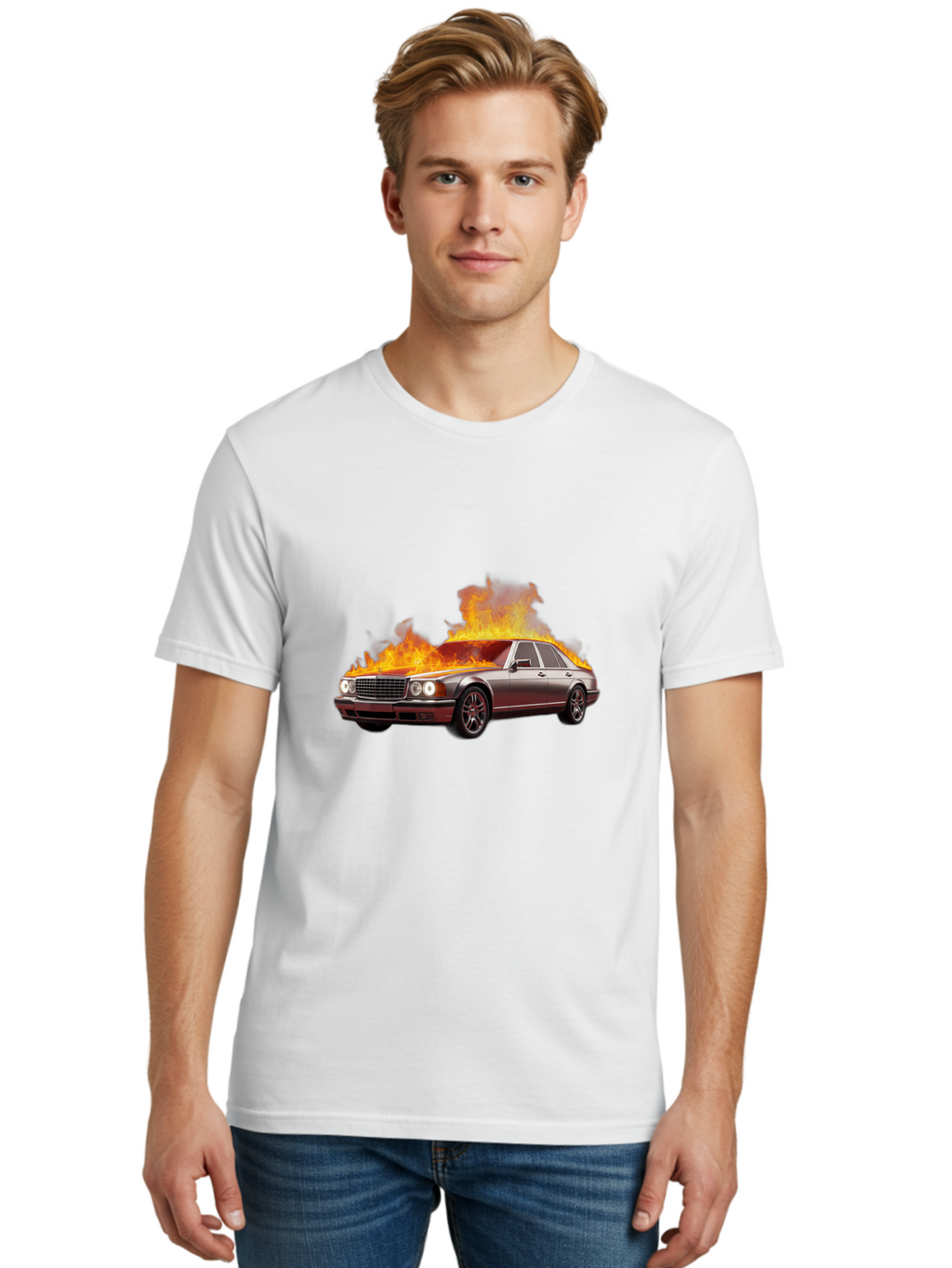Burning-Mercedes Men'S Graphic Tee, 100% Cotton, Comfortable Casual Summer Wear, Machine Washable, Vintage Camera, Old Camera, Antique Camera, Black Camera, Classic Photography, Photography Equipment, Nostalgic Device, Film Camera, Camera Art Bag234