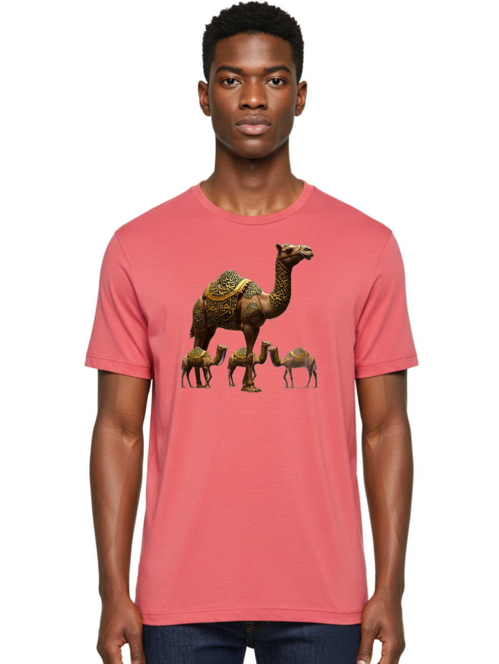 Camels-With-Arabic-Calligraphy Men'S Graphic Tee, 100% Cotton, Comfortable Casual Summer Wear, Machine Washable, Vintage Camera, Old Camera, Antique Camera, Black Camera, Classic Photography, Photography Equipment, Nostalgic Device, Bag245