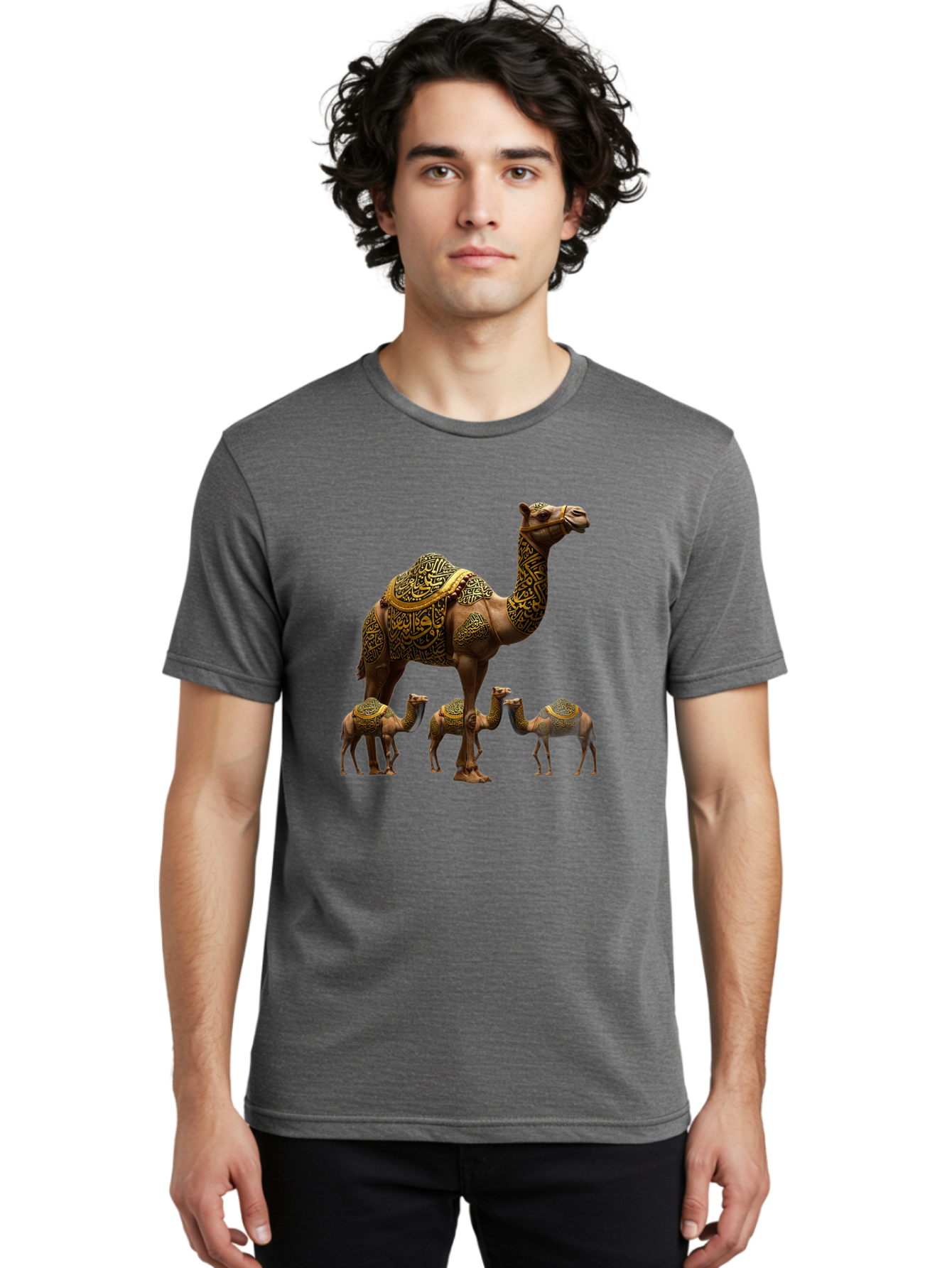 Camels-With-Arabic-Calligraphy Men'S Graphic Tee, 100% Cotton, Comfortable Casual Summer Wear, Machine Washable, Vintage Camera, Old Camera, Antique Camera, Black Camera, Classic Photography, Photography Equipment, Nostalgic Device, Bag245