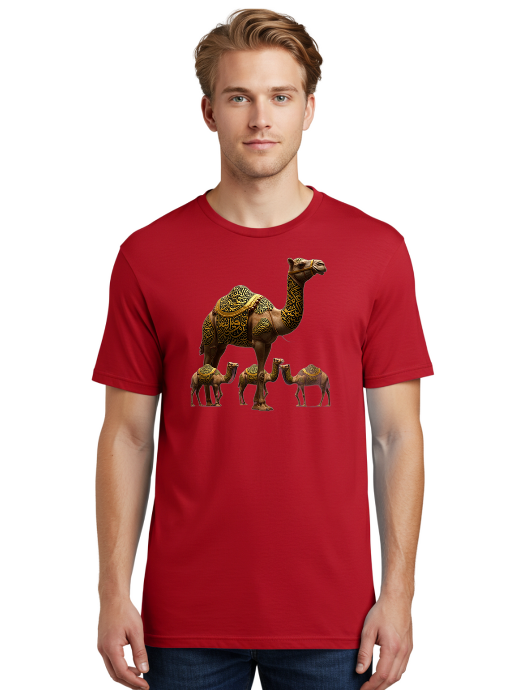 Camels-With-Arabic-Calligraphy Men'S Graphic Tee, 100% Cotton, Comfortable Casual Summer Wear, Machine Washable, Vintage Camera, Old Camera, Antique Camera, Black Camera, Classic Photography, Photography Equipment, Nostalgic Device, Bag245