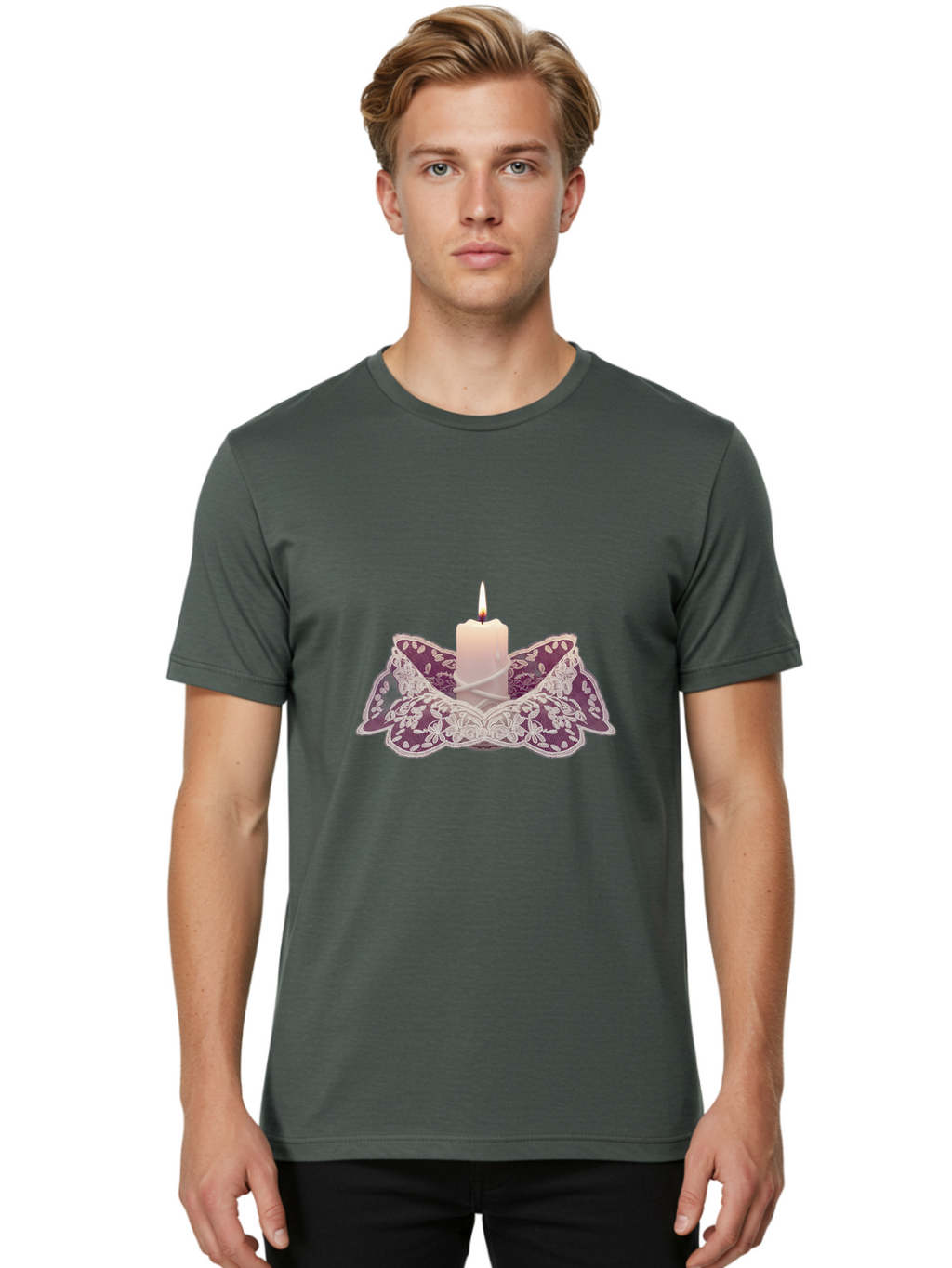 Candle-In-Lace-Holder Men'S Graphic Tee, 100% Cotton, Comfortable Casual Summer Wear, Machine Washable, Vintage Camera, Old Camera, Antique Camera, Black Camera, Classic Photography, Photography Equipment, Nostalgic Device, Film Camera, Bag255