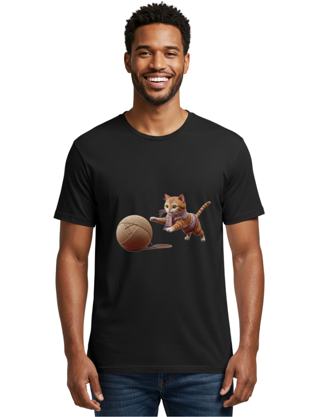 Cat-Playing-With-Yarn-Ball Men'S Graphic Tee, 100% Cotton, Comfortable Casual Summer Wear, Machine Washable, Vintage Camera, Old Camera, Antique Camera, Black Camera, Classic Photography, Photography Equipment, Nostalgic Device, Film Camera, Bag264