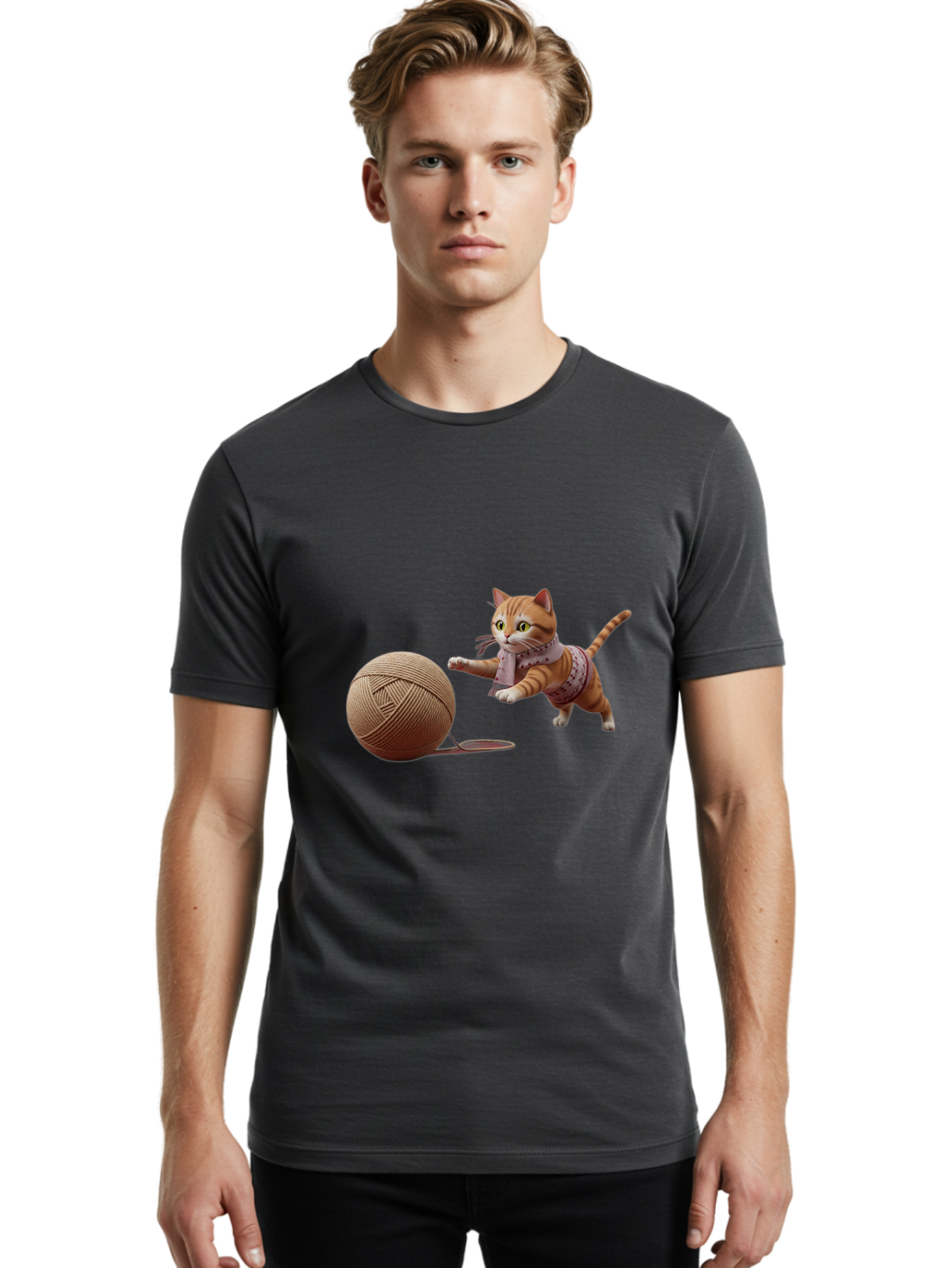 Cat-Playing-With-Yarn-Ball Men'S Graphic Tee, 100% Cotton, Comfortable Casual Summer Wear, Machine Washable, Vintage Camera, Old Camera, Antique Camera, Black Camera, Classic Photography, Photography Equipment, Nostalgic Device, Film Camera, Bag264