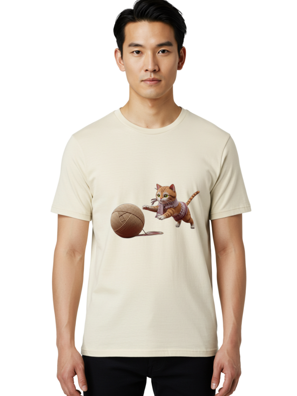 Cat-Playing-With-Yarn-Ball Men'S Graphic Tee, 100% Cotton, Comfortable Casual Summer Wear, Machine Washable, Vintage Camera, Old Camera, Antique Camera, Black Camera, Classic Photography, Photography Equipment, Nostalgic Device, Film Camera, Bag264