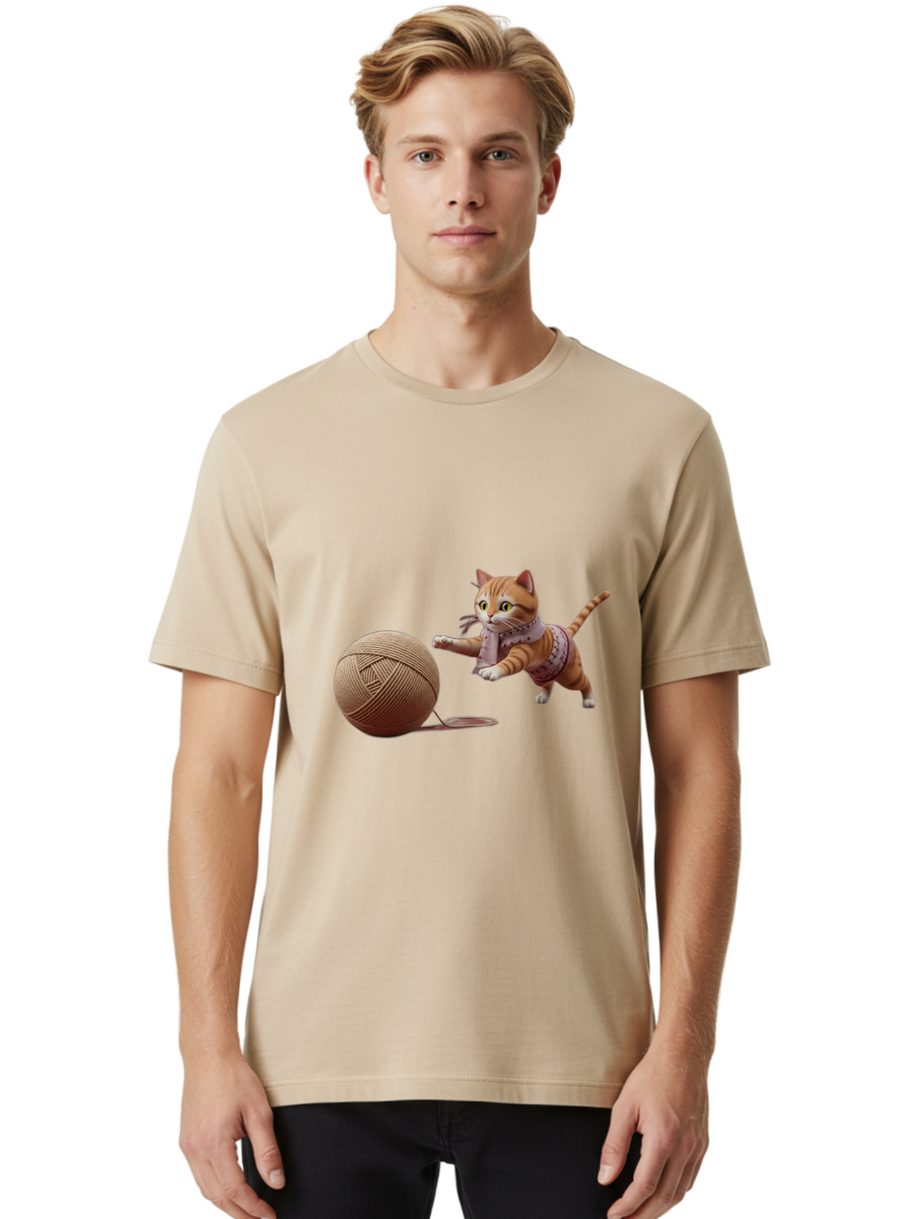 Cat-Playing-With-Yarn-Ball Men'S Graphic Tee, 100% Cotton, Comfortable Casual Summer Wear, Machine Washable, Vintage Camera, Old Camera, Antique Camera, Black Camera, Classic Photography, Photography Equipment, Nostalgic Device, Film Camera, Bag264