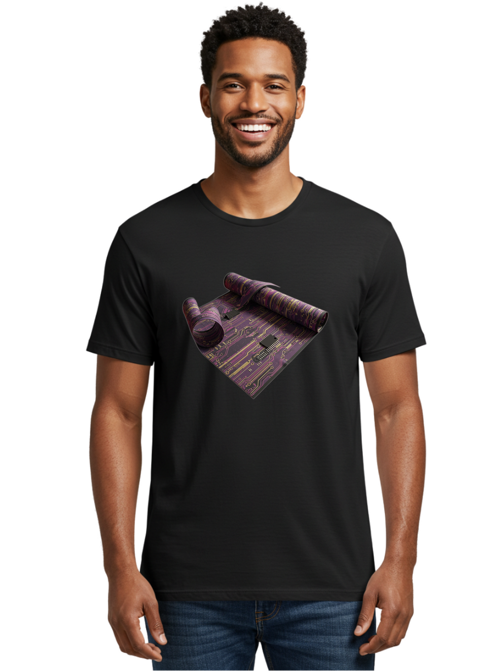 Circuit-Board-Rug Men'S Graphic Tee, 100% Cotton, Comfortable Casual Summer Wear, Machine Washable, Vintage Camera, Old Camera, Antique Camera, Black Camera, Classic Photography, Photography Equipment, Nostalgic Device, Film Camera, Camera Art Bag293