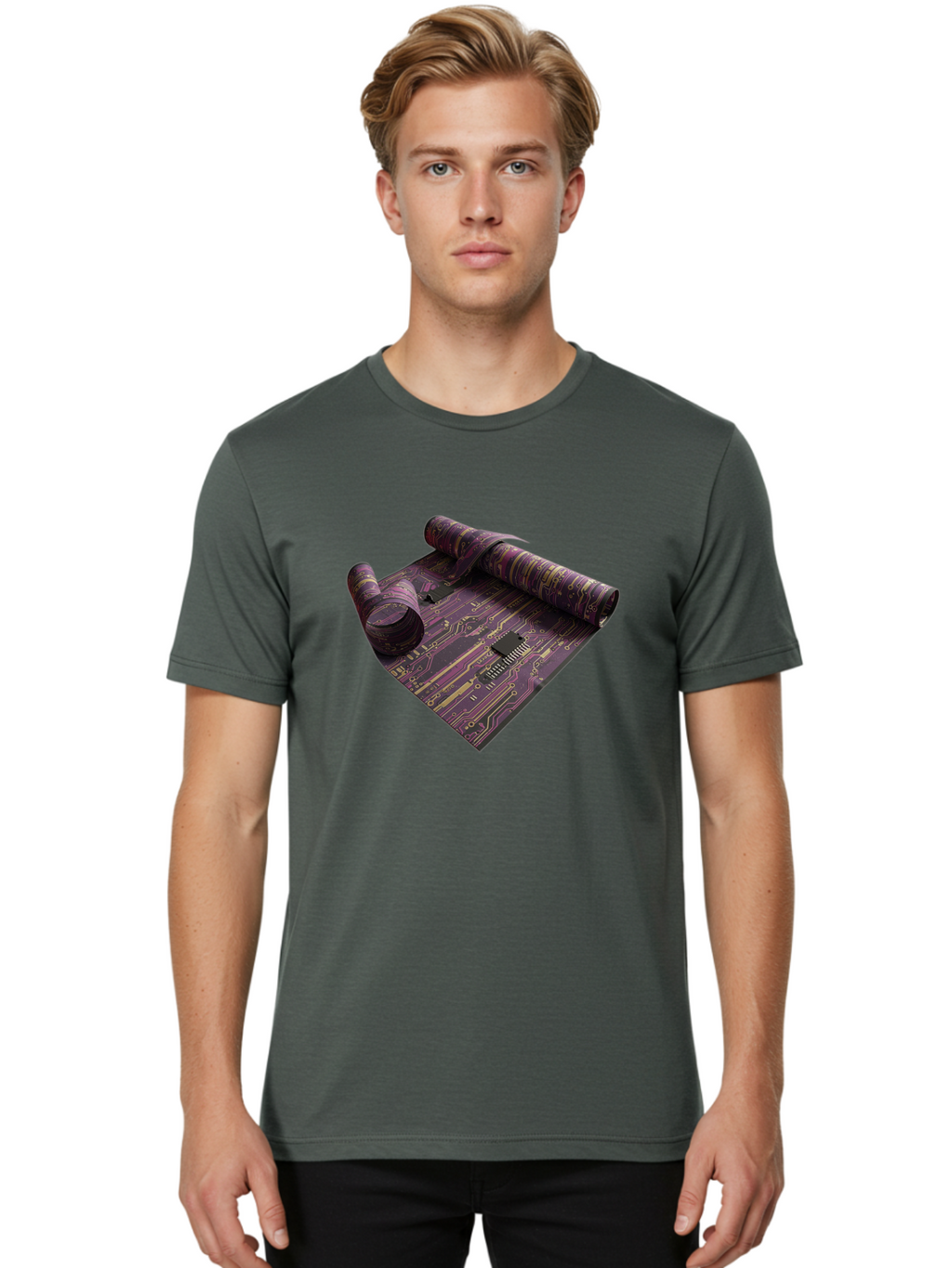 Circuit-Board-Rug Men'S Graphic Tee, 100% Cotton, Comfortable Casual Summer Wear, Machine Washable, Vintage Camera, Old Camera, Antique Camera, Black Camera, Classic Photography, Photography Equipment, Nostalgic Device, Film Camera, Camera Art Bag293