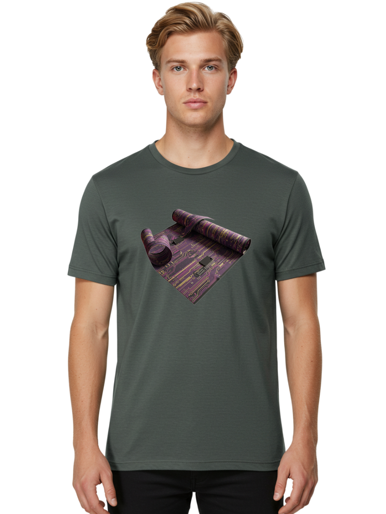 Circuit-Board-Rug Men'S Graphic Tee, 100% Cotton, Comfortable Casual Summer Wear, Machine Washable, Vintage Camera, Old Camera, Antique Camera, Black Camera, Classic Photography, Photography Equipment, Nostalgic Device, Film Camera, Camera Art Bag293