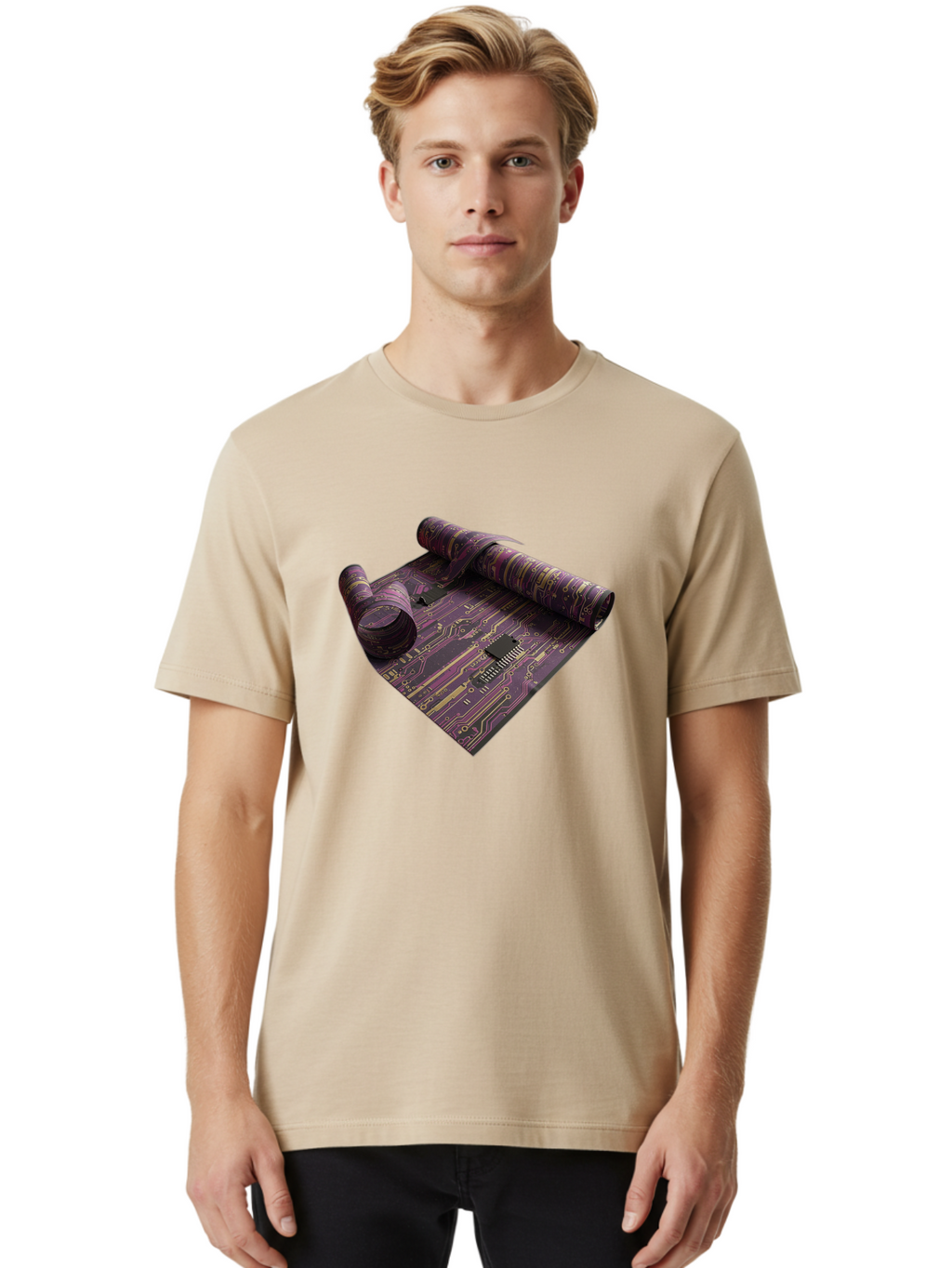 Circuit-Board-Rug Men'S Graphic Tee, 100% Cotton, Comfortable Casual Summer Wear, Machine Washable, Vintage Camera, Old Camera, Antique Camera, Black Camera, Classic Photography, Photography Equipment, Nostalgic Device, Film Camera, Camera Art Bag293