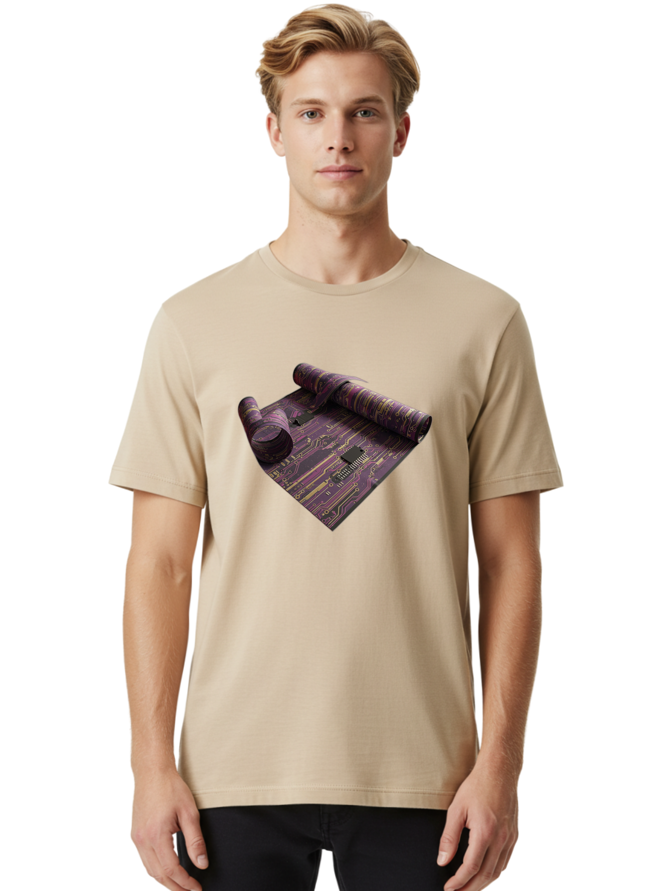 Circuit-Board-Rug Men'S Graphic Tee, 100% Cotton, Comfortable Casual Summer Wear, Machine Washable, Vintage Camera, Old Camera, Antique Camera, Black Camera, Classic Photography, Photography Equipment, Nostalgic Device, Film Camera, Camera Art Bag293