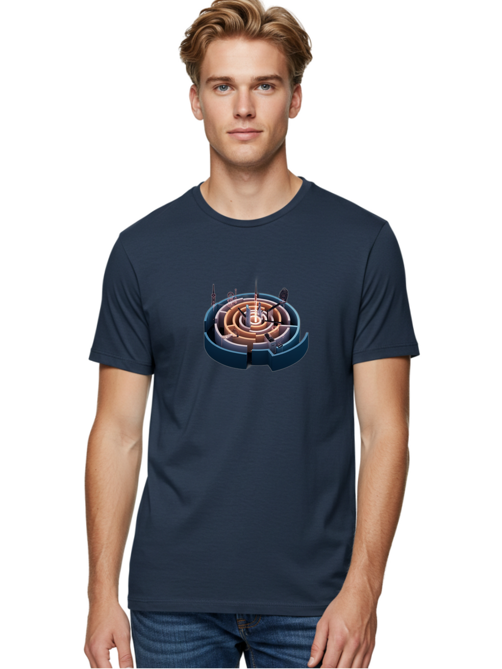 Circular-Labyrinth Men'S Graphic Tee, 100% Cotton, Comfortable Casual Summer Wear, Machine Washable, Vintage Camera, Old Camera, Antique Camera, Black Camera, Classic Photography, Photography Equipment, Nostalgic Device, Film Camera, Bag294
