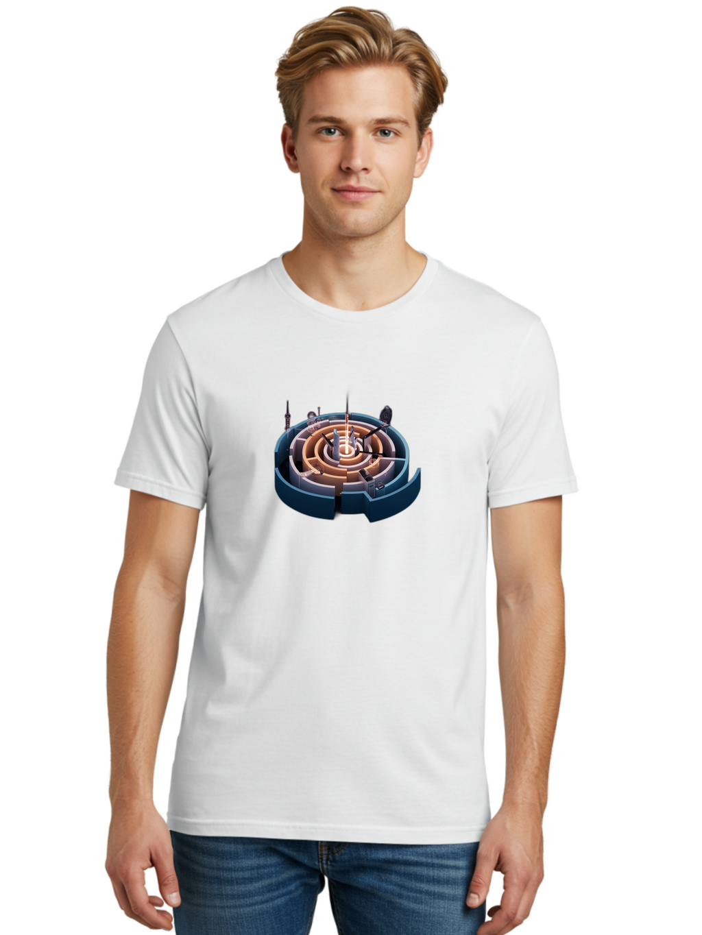 Circular-Labyrinth Men'S Graphic Tee, 100% Cotton, Comfortable Casual Summer Wear, Machine Washable, Vintage Camera, Old Camera, Antique Camera, Black Camera, Classic Photography, Photography Equipment, Nostalgic Device, Film Camera, Bag294
