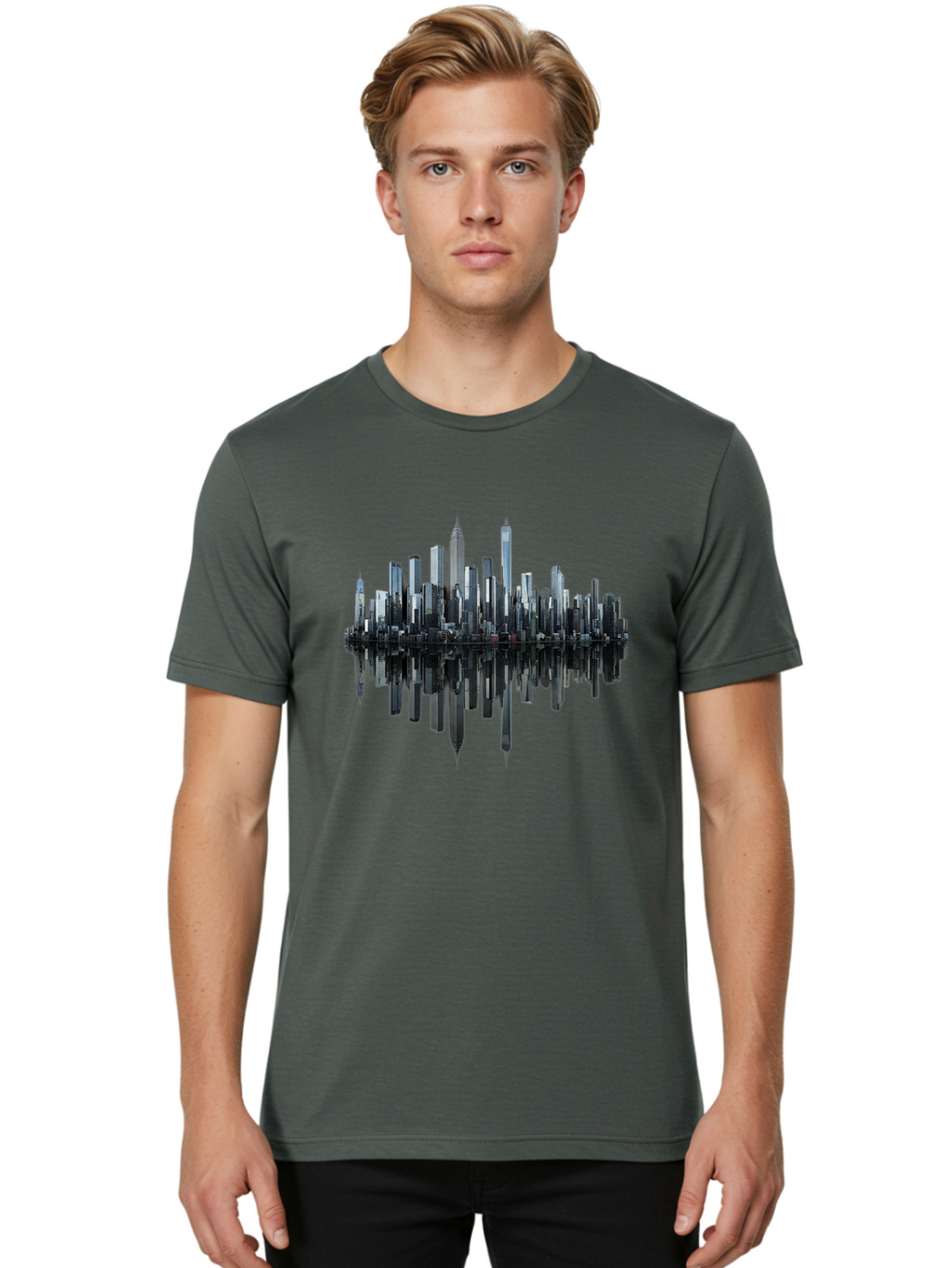 City-Skyline-Sound-Wave Men'S Graphic Tee, 100% Cotton, Comfortable Casual Summer Wear, Machine Washable, Vintage Camera, Old Camera, Antique Camera, Black Camera, Classic Photography, Photography Equipment, Nostalgic Device, Film Camera, Bag297
