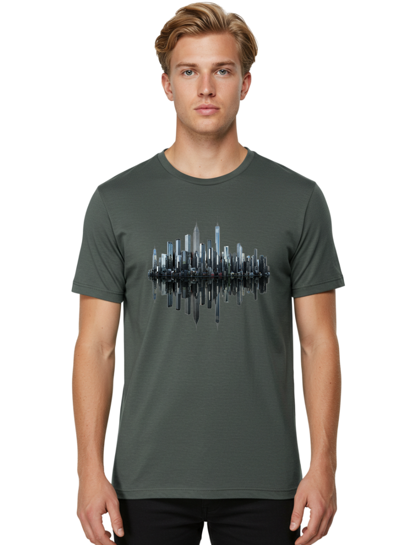 City-Skyline-Sound-Wave Men'S Graphic Tee, 100% Cotton, Comfortable Casual Summer Wear, Machine Washable, Vintage Camera, Old Camera, Antique Camera, Black Camera, Classic Photography, Photography Equipment, Nostalgic Device, Film Camera, Bag297
