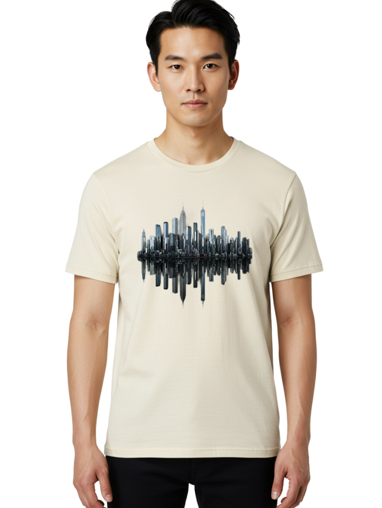 City-Skyline-Sound-Wave Men'S Graphic Tee, 100% Cotton, Comfortable Casual Summer Wear, Machine Washable, Vintage Camera, Old Camera, Antique Camera, Black Camera, Classic Photography, Photography Equipment, Nostalgic Device, Film Camera, Bag297