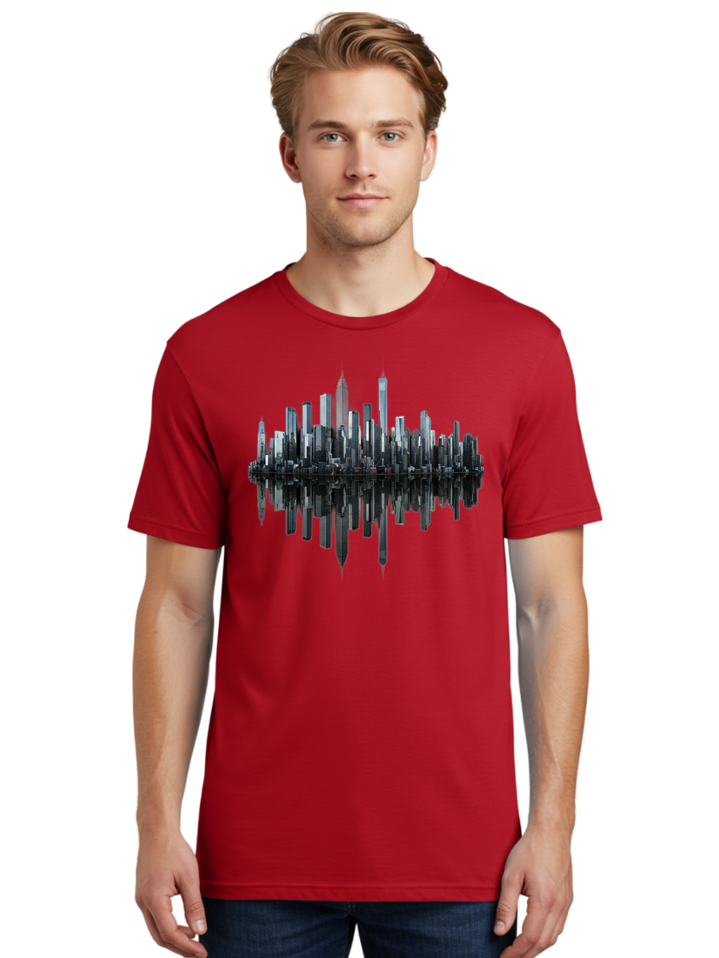 City-Skyline-Sound-Wave Men'S Graphic Tee, 100% Cotton, Comfortable Casual Summer Wear, Machine Washable, Vintage Camera, Old Camera, Antique Camera, Black Camera, Classic Photography, Photography Equipment, Nostalgic Device, Film Camera, Bag297