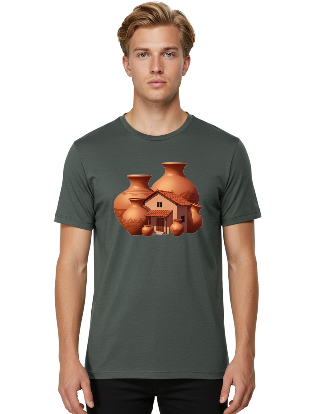 Clay-House-And-Pots Men'S Graphic Tee, 100% Cotton, Comfortable Casual Summer Wear, Machine Washable, Vintage Camera, Old Camera, Antique Camera, Black Camera, Classic Photography, Photography Equipment, Nostalgic Device, Film Camera, Bag300