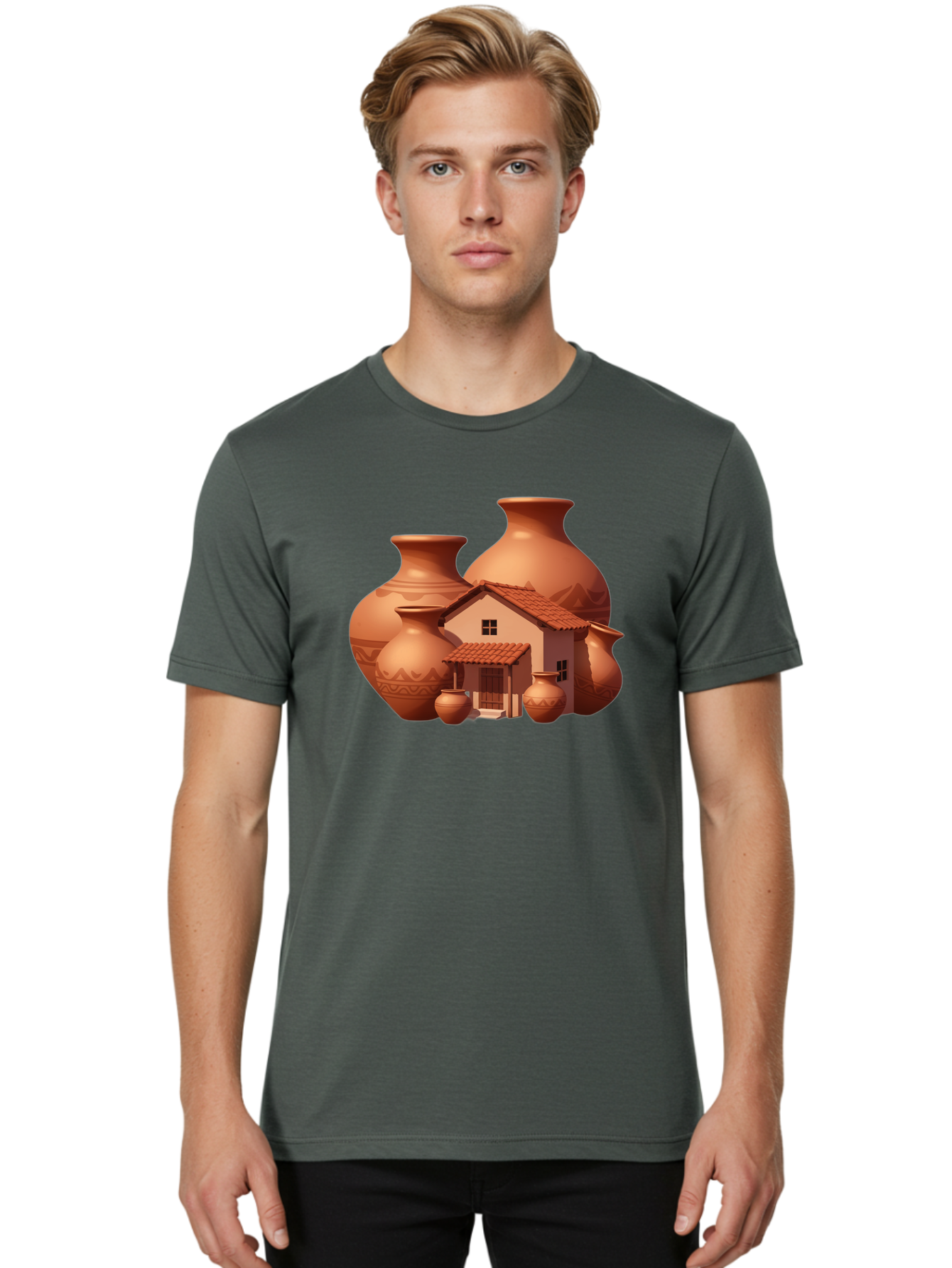 Clay-House-And-Pots Men'S Graphic Tee, 100% Cotton, Comfortable Casual Summer Wear, Machine Washable, Vintage Camera, Old Camera, Antique Camera, Black Camera, Classic Photography, Photography Equipment, Nostalgic Device, Film Camera, Bag300