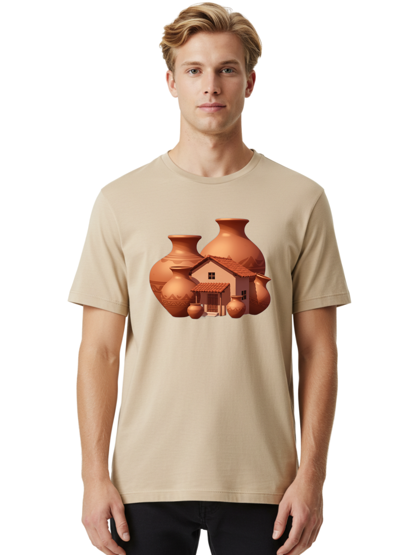 Clay-House-And-Pots Men'S Graphic Tee, 100% Cotton, Comfortable Casual Summer Wear, Machine Washable, Vintage Camera, Old Camera, Antique Camera, Black Camera, Classic Photography, Photography Equipment, Nostalgic Device, Film Camera, Bag300