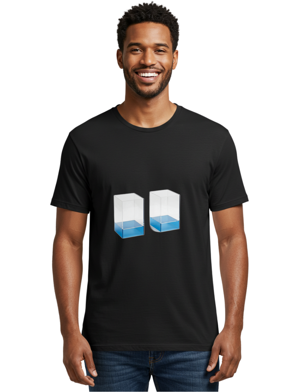 Clear-Boxes-With-Blue-Liquid Men'S Graphic Tee, 100% Cotton, Comfortable Casual Summer Wear, Machine Washable, Vintage Camera, Old Camera, Antique Camera, Black Camera, Classic Photography, Photography Equipment, Nostalgic Device, Film Camera, Bag302