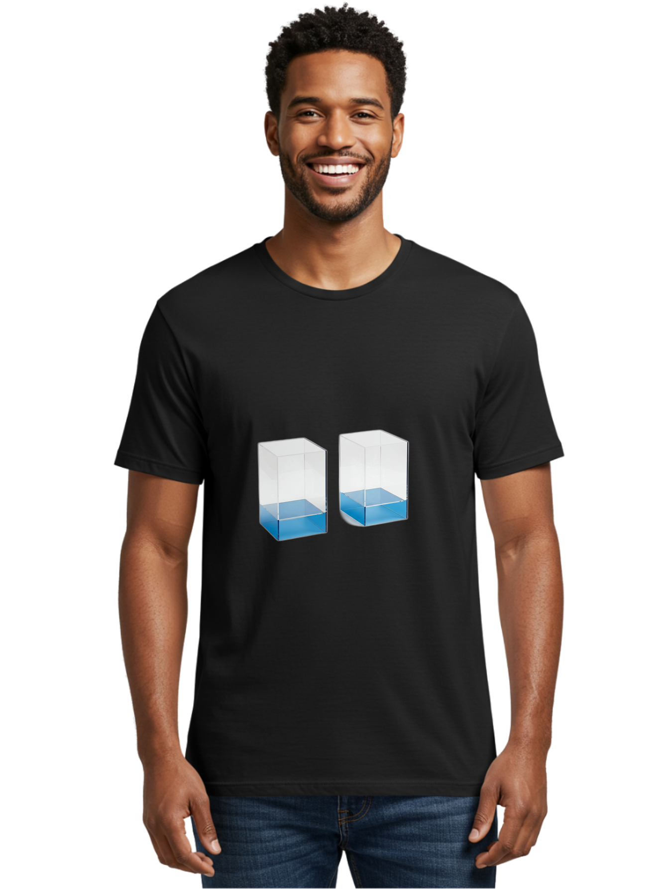 Clear-Boxes-With-Blue-Liquid Men'S Graphic Tee, 100% Cotton, Comfortable Casual Summer Wear, Machine Washable, Vintage Camera, Old Camera, Antique Camera, Black Camera, Classic Photography, Photography Equipment, Nostalgic Device, Film Camera, Bag302