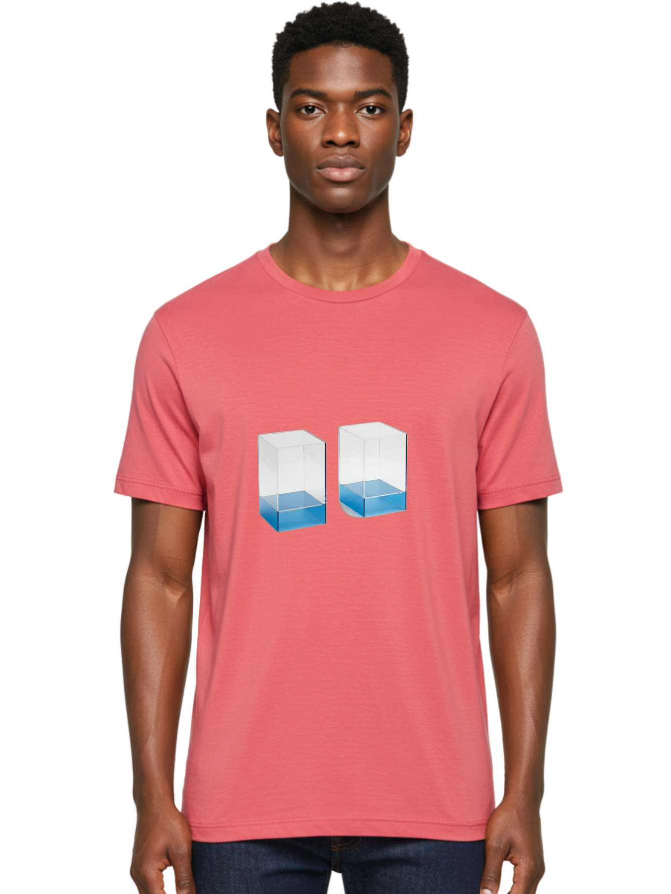 Clear-Boxes-With-Blue-Liquid Men'S Graphic Tee, 100% Cotton, Comfortable Casual Summer Wear, Machine Washable, Vintage Camera, Old Camera, Antique Camera, Black Camera, Classic Photography, Photography Equipment, Nostalgic Device, Film Camera, Bag302