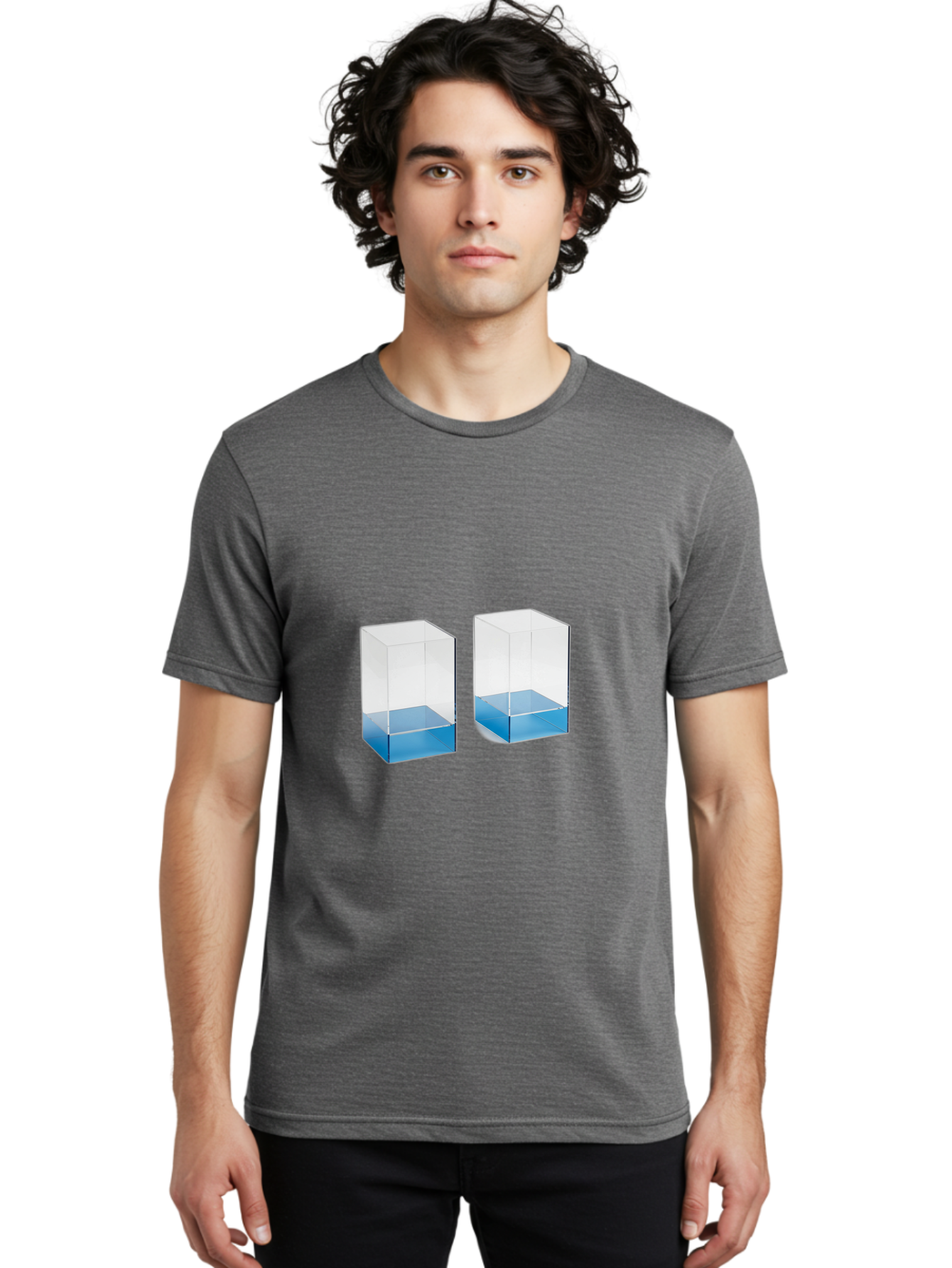 Clear-Boxes-With-Blue-Liquid Men'S Graphic Tee, 100% Cotton, Comfortable Casual Summer Wear, Machine Washable, Vintage Camera, Old Camera, Antique Camera, Black Camera, Classic Photography, Photography Equipment, Nostalgic Device, Film Camera, Bag302