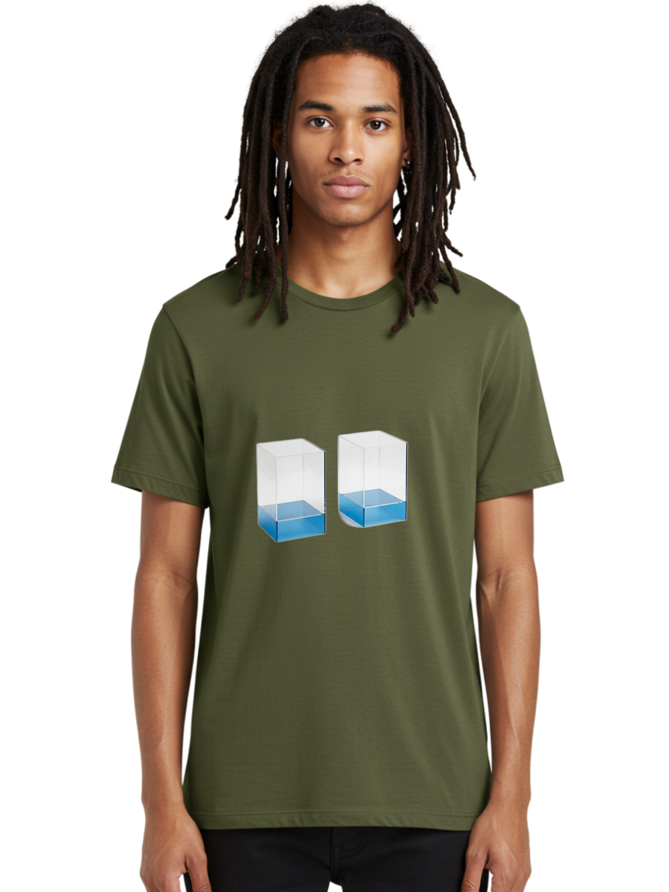 Clear-Boxes-With-Blue-Liquid Men'S Graphic Tee, 100% Cotton, Comfortable Casual Summer Wear, Machine Washable, Vintage Camera, Old Camera, Antique Camera, Black Camera, Classic Photography, Photography Equipment, Nostalgic Device, Film Camera, Bag302
