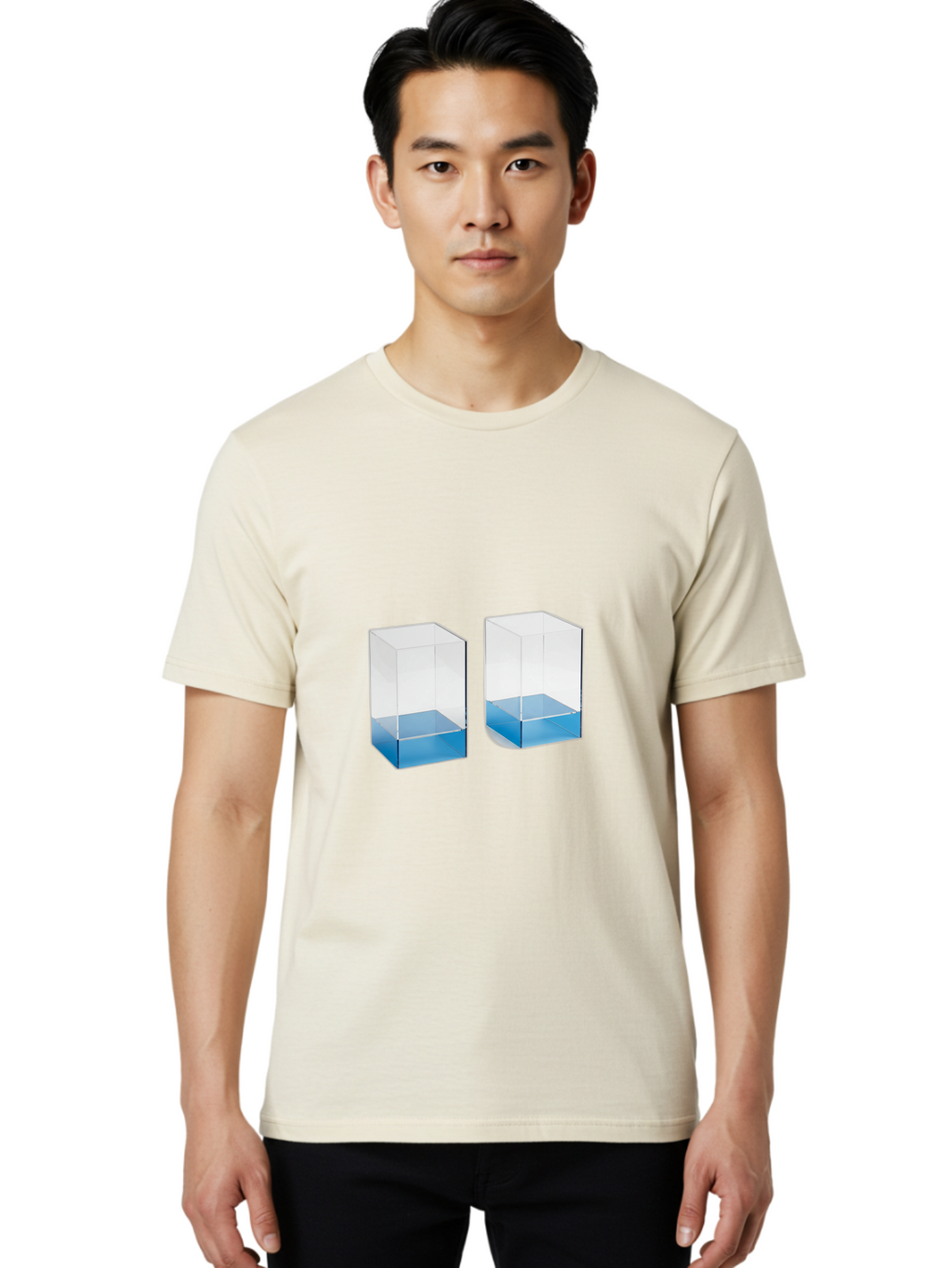 Clear-Boxes-With-Blue-Liquid Men'S Graphic Tee, 100% Cotton, Comfortable Casual Summer Wear, Machine Washable, Vintage Camera, Old Camera, Antique Camera, Black Camera, Classic Photography, Photography Equipment, Nostalgic Device, Film Camera, Bag302