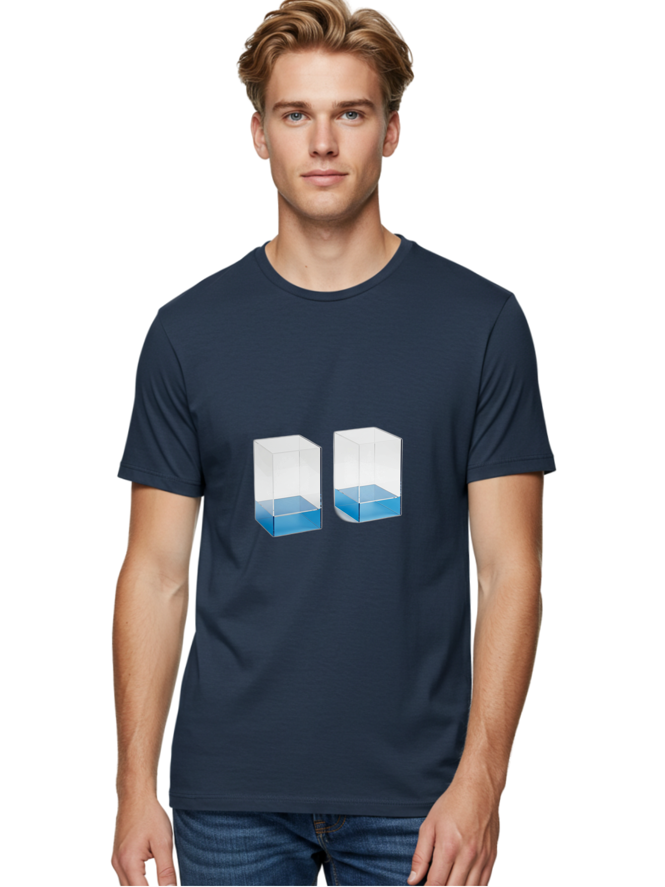 Clear-Boxes-With-Blue-Liquid Men'S Graphic Tee, 100% Cotton, Comfortable Casual Summer Wear, Machine Washable, Vintage Camera, Old Camera, Antique Camera, Black Camera, Classic Photography, Photography Equipment, Nostalgic Device, Film Camera, Bag302