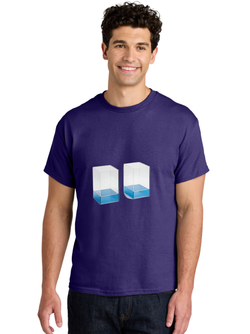 Clear-Boxes-With-Blue-Liquid Men'S Graphic Tee, 100% Cotton, Comfortable Casual Summer Wear, Machine Washable, Vintage Camera, Old Camera, Antique Camera, Black Camera, Classic Photography, Photography Equipment, Nostalgic Device, Film Camera, Bag302