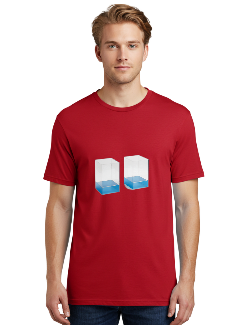 Clear-Boxes-With-Blue-Liquid Men'S Graphic Tee, 100% Cotton, Comfortable Casual Summer Wear, Machine Washable, Vintage Camera, Old Camera, Antique Camera, Black Camera, Classic Photography, Photography Equipment, Nostalgic Device, Film Camera, Bag302