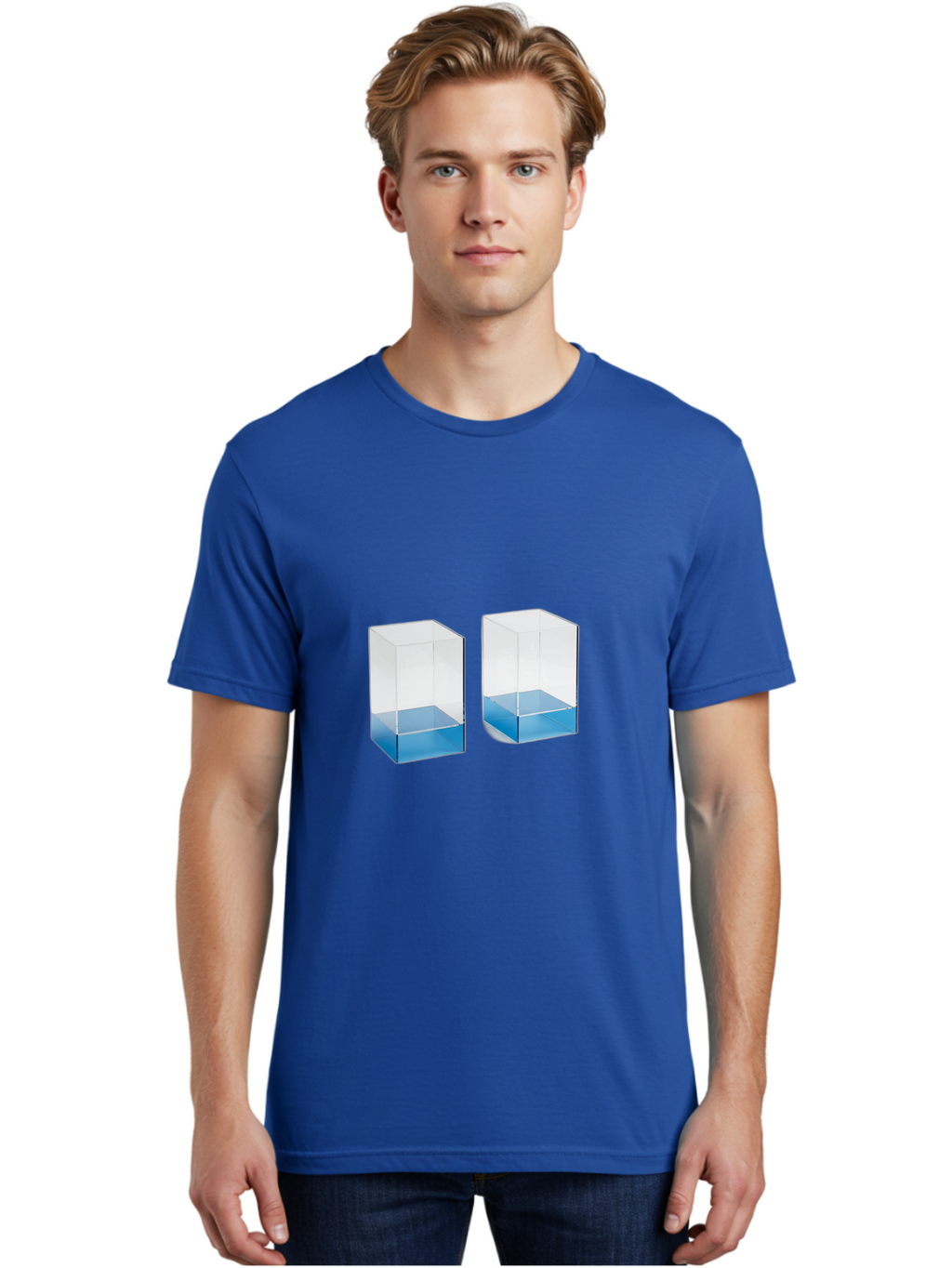 Clear-Boxes-With-Blue-Liquid Men'S Graphic Tee, 100% Cotton, Comfortable Casual Summer Wear, Machine Washable, Vintage Camera, Old Camera, Antique Camera, Black Camera, Classic Photography, Photography Equipment, Nostalgic Device, Film Camera, Bag302