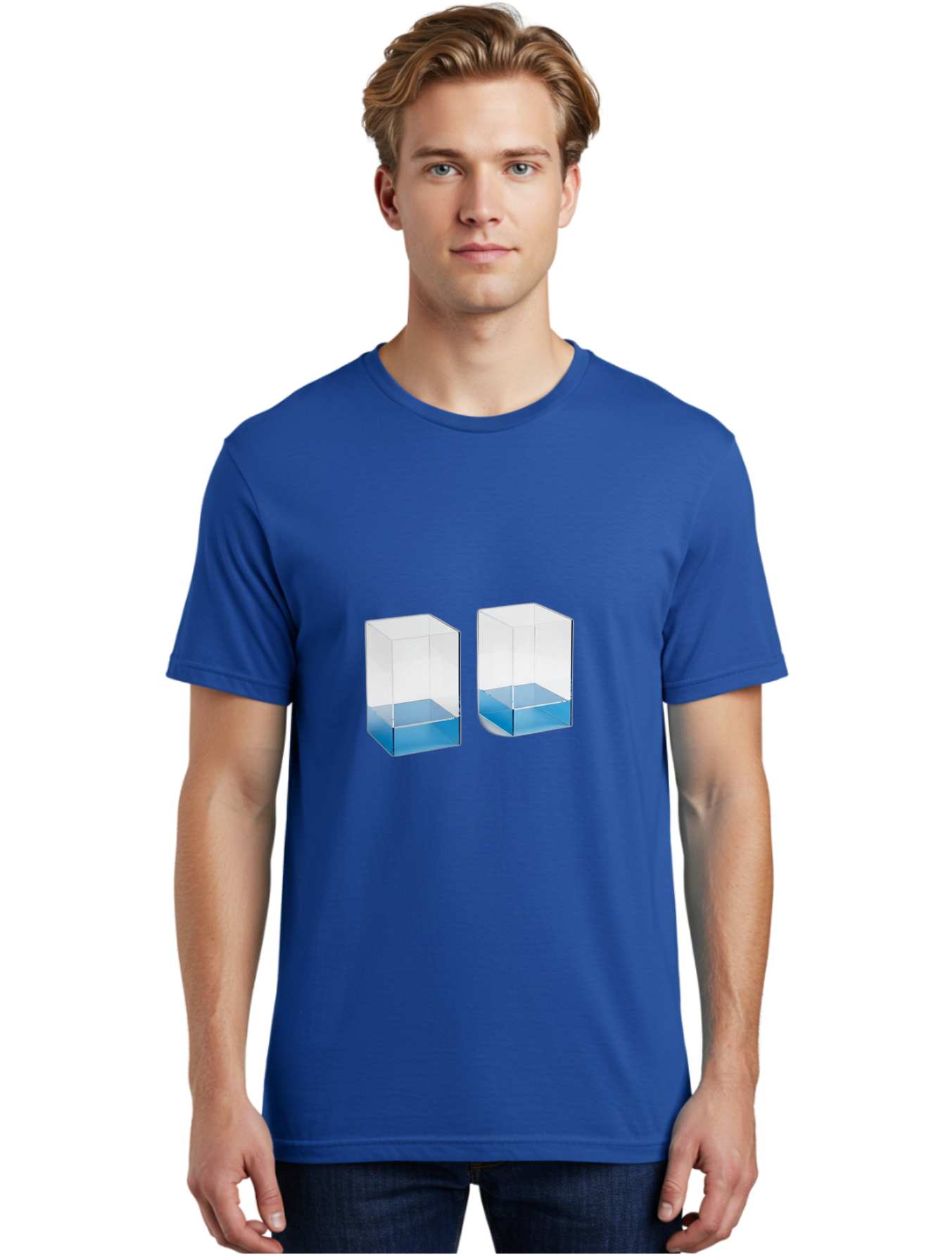 Clear-Boxes-With-Blue-Liquid Men'S Graphic Tee, 100% Cotton, Comfortable Casual Summer Wear, Machine Washable, Vintage Camera, Old Camera, Antique Camera, Black Camera, Classic Photography, Photography Equipment, Nostalgic Device, Film Camera, Bag302