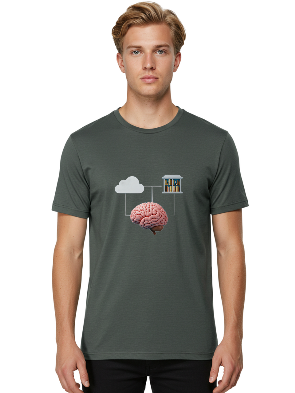 Cloud-Library-Brain Men'S Graphic Tee, 100% Cotton, Comfortable Casual Summer Wear, Machine Washable, Vintage Camera, Old Camera, Antique Camera, Black Camera, Classic Photography, Photography Equipment, Nostalgic Device, Film Camera, Bag308