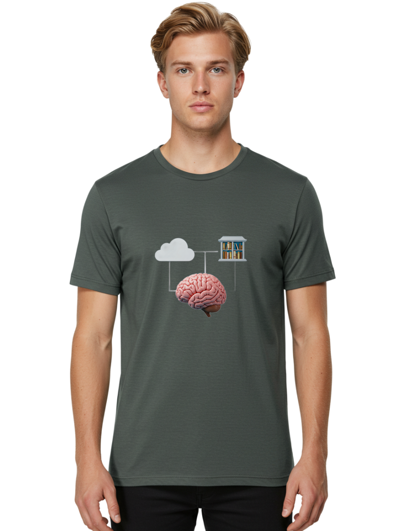 Cloud-Library-Brain Men'S Graphic Tee, 100% Cotton, Comfortable Casual Summer Wear, Machine Washable, Vintage Camera, Old Camera, Antique Camera, Black Camera, Classic Photography, Photography Equipment, Nostalgic Device, Film Camera, Bag308